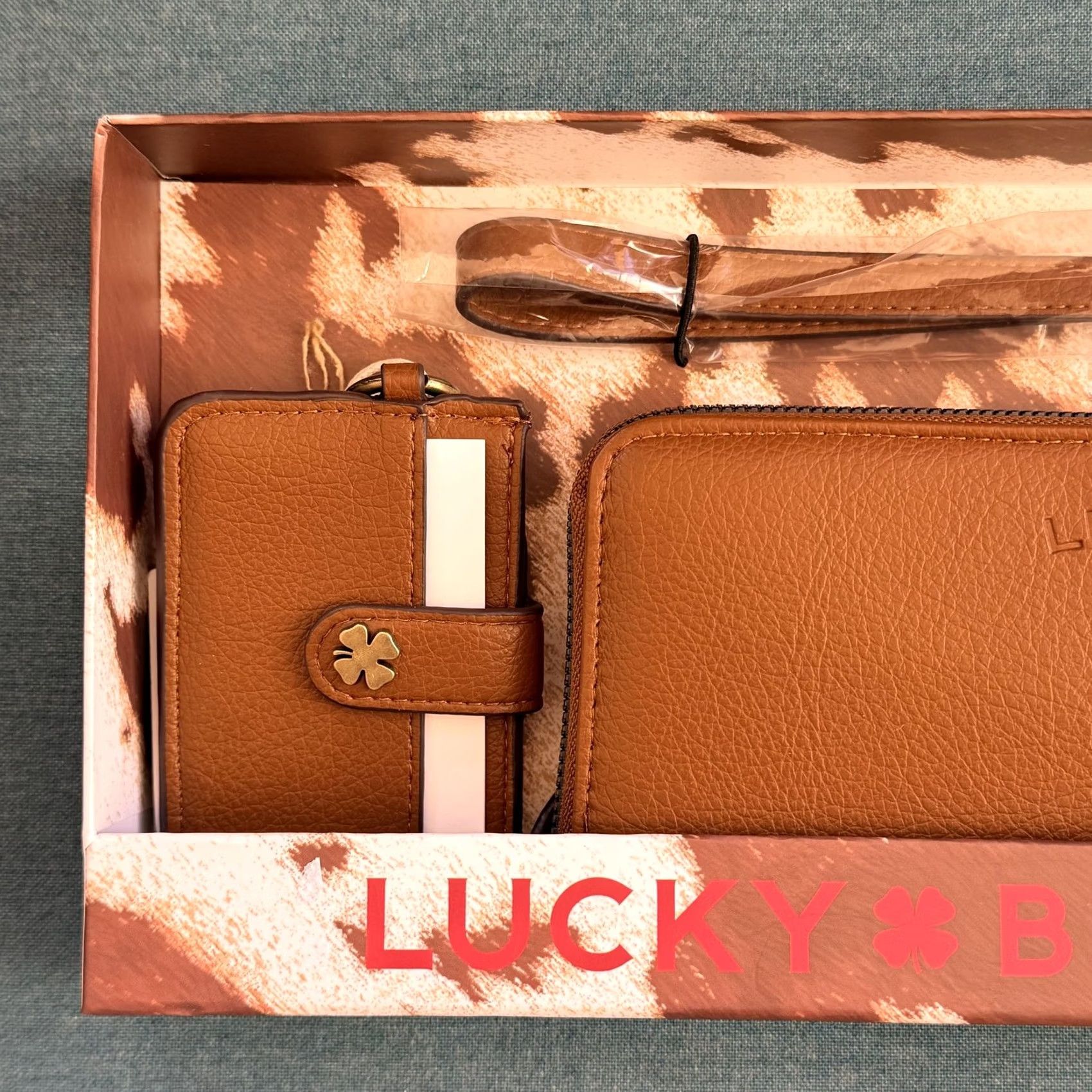 Lucky Brand Lucky Brand Wristlet Wallet Set Womens One Size Brown Leather Card Case Clover Size ONE SIZE - 3 Thumbnail