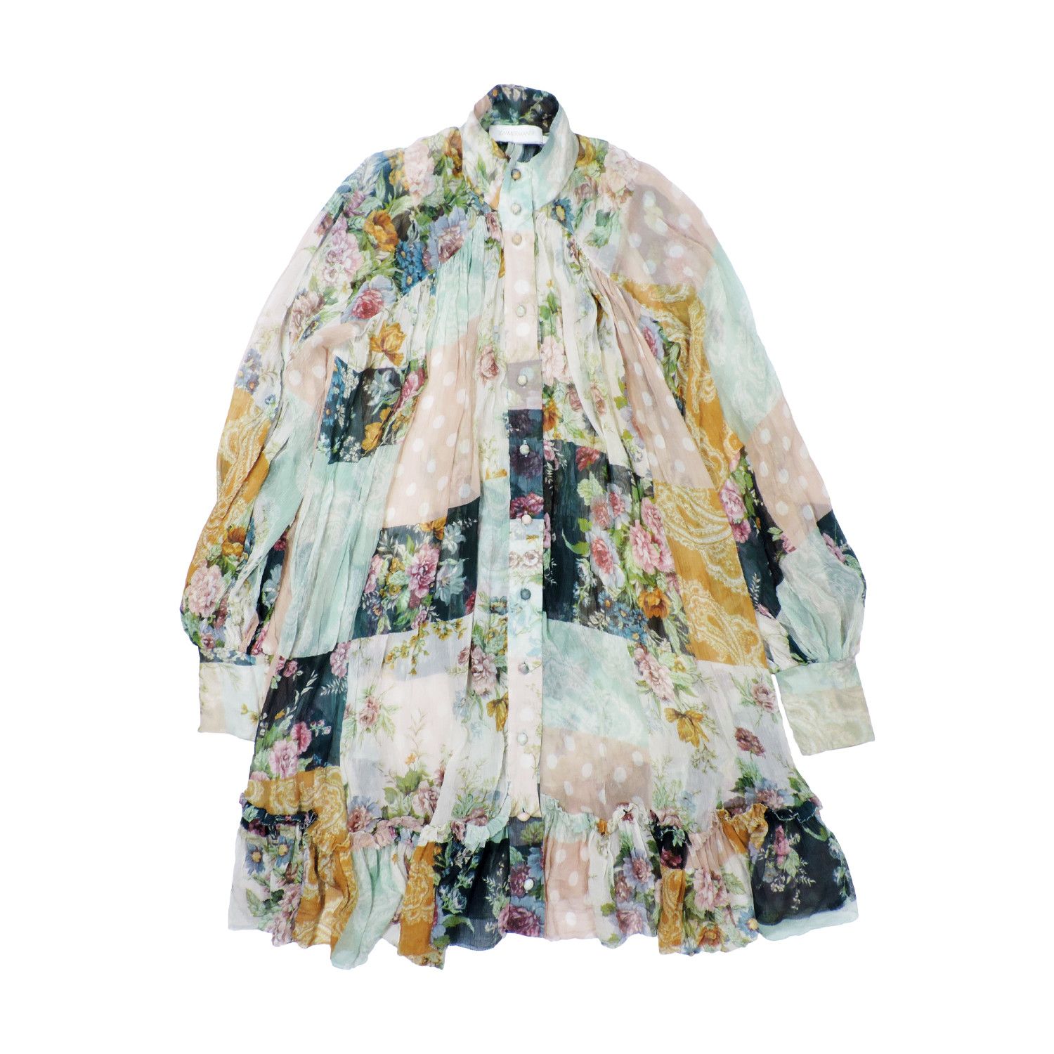 Zimmermann ZIMMERMANN PATCHWORK FLORAL PRINT SILK BLOUSE Size XS / US 0-2 / IT 36-38 - 1 Thumbnail