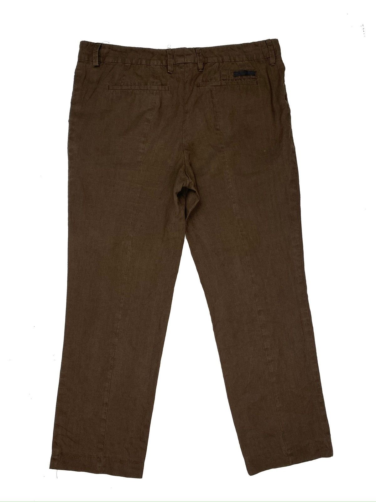 Prada PRADA WOMEN CROPPED PANTS BROWN LINEN FLAT FRONT IT 46 XL Size 32" / US 10 / IT 46 - 15 Thumbnail