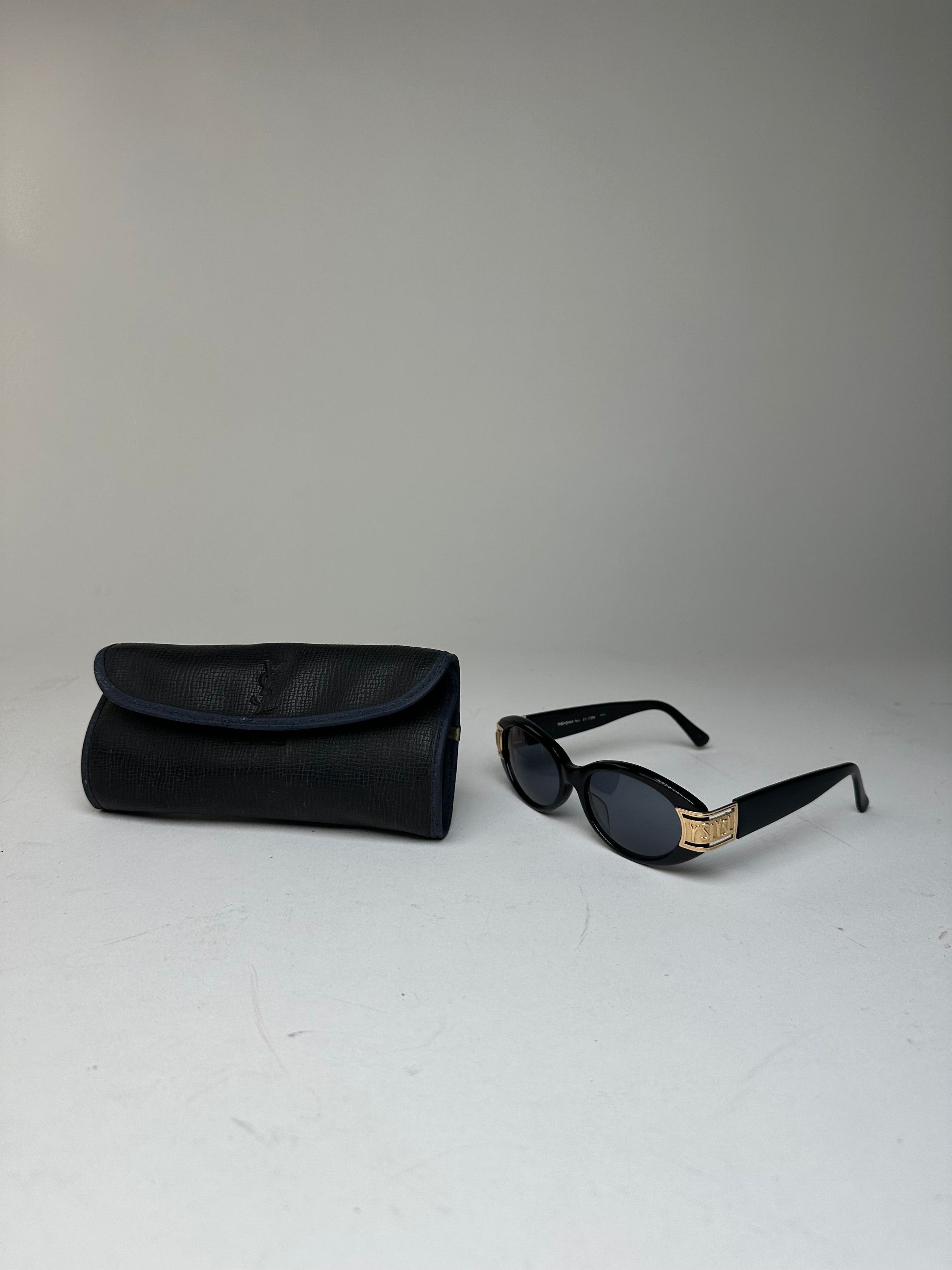 Yves Saint Laurent Vintage Sunglasses Black Gold YSL Logo Size ONE SIZE - 1 Thumbnail