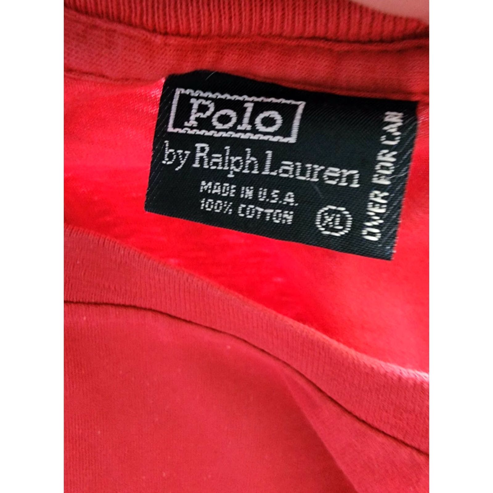 Ralph Lauren Vintage Ralph Lauren Polo T-Shirt Men XL Red 90s Pony Pocket Made in USA Distressed Size US XL / EU 56 / 4 - 5 Thumbnail