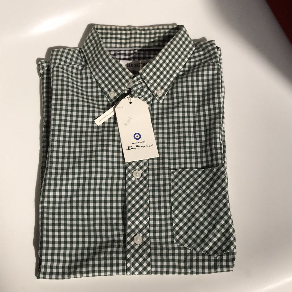 Ben Sherman × Vintage Ben Sherman Green Gingham Shirt Button Down Trimfit Short Size US S / EU 44-46 / 1 - 1 Thumbnail