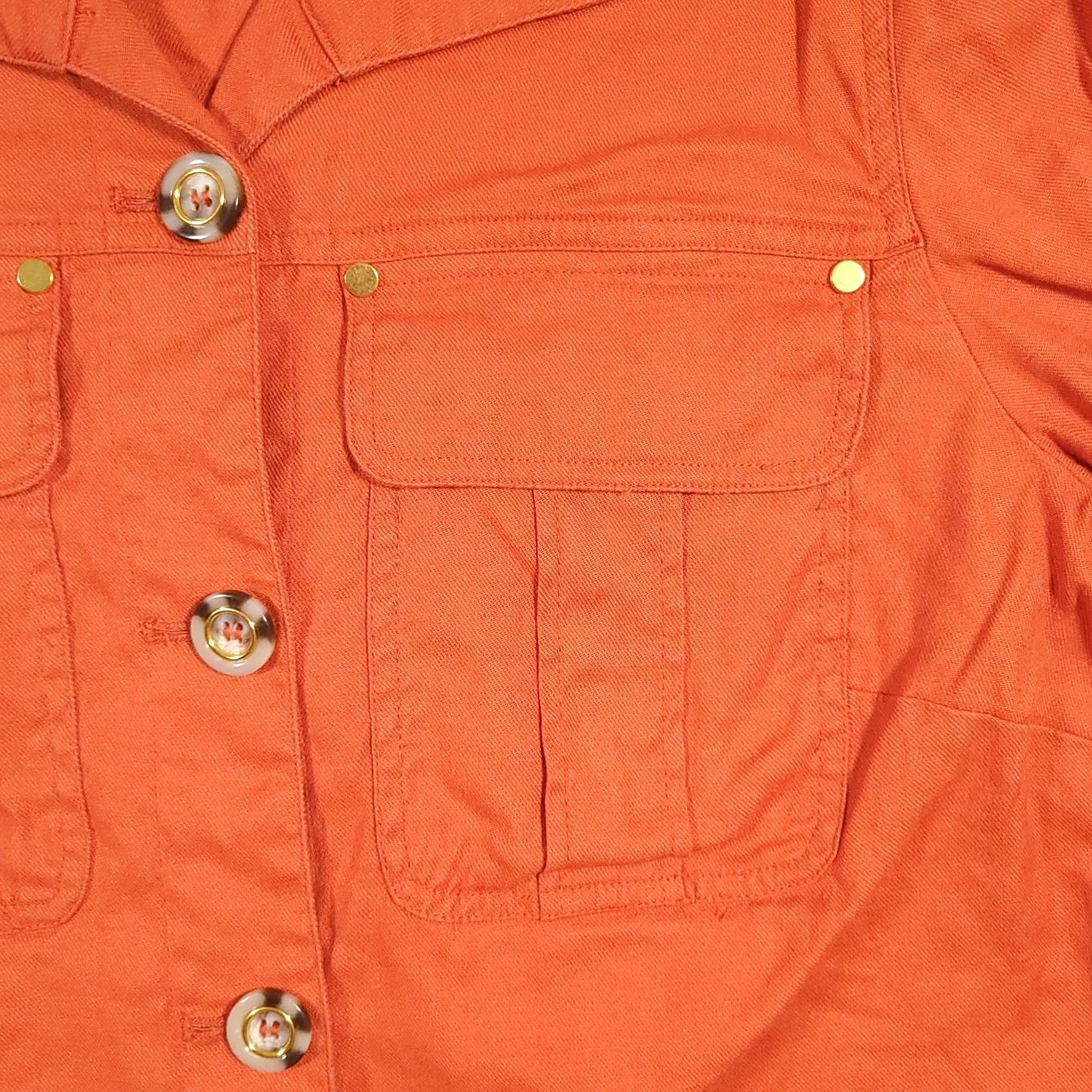 Vintage Chicos Jacket Women's Size S Orange Linen Button Front Collared Basic Jacket Mid-Length Casual Travel Fall Winter Spring Summer Size S / US 4 / IT 40 - 4 Thumbnail