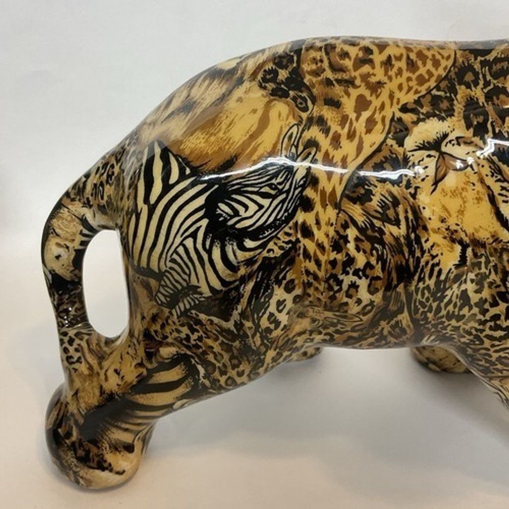The Unbranded Brand NWOB Elephant Figurine Jungle Animal Print Safari Patchwork Size ONE SIZE - 9 Thumbnail
