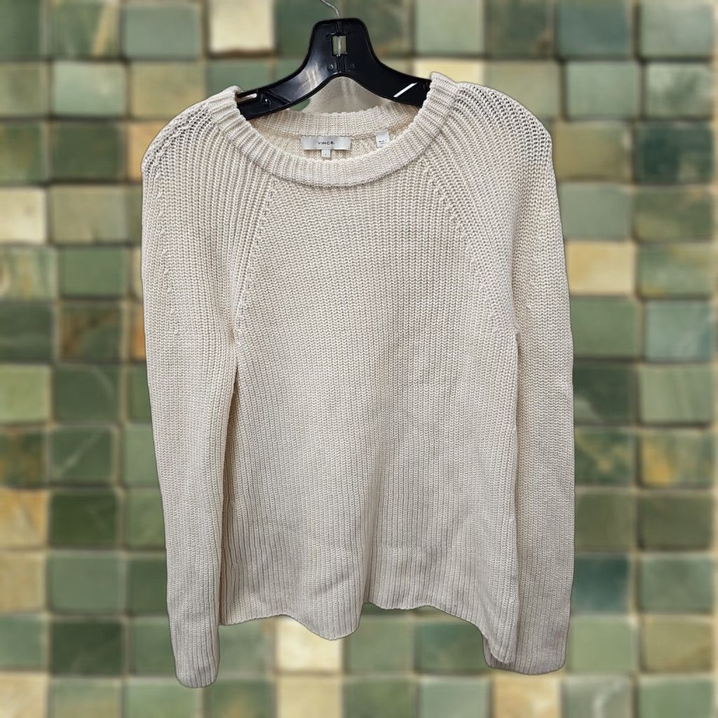 Vince Vince Womens Long Sleeve Pullover Crew Neck Sweater Ivory Size S Size S / US 4 / IT 40 - 1 Thumbnail