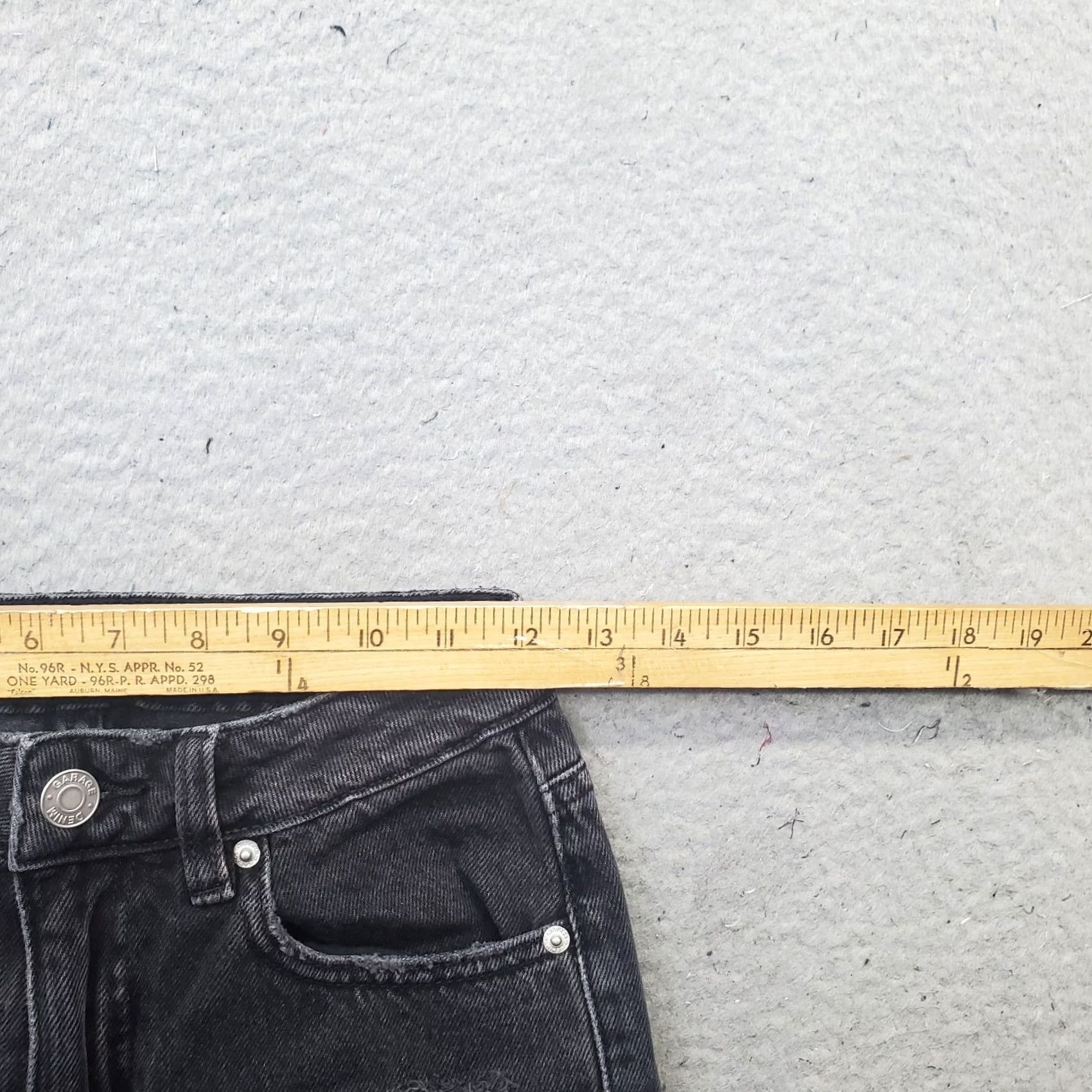 Garage VINTAGE Garage Jeans Womens 0 Black Denim Distressed Frayed Hem Straight Leg Size 25" / US 0 / IT 36 - 6 Thumbnail