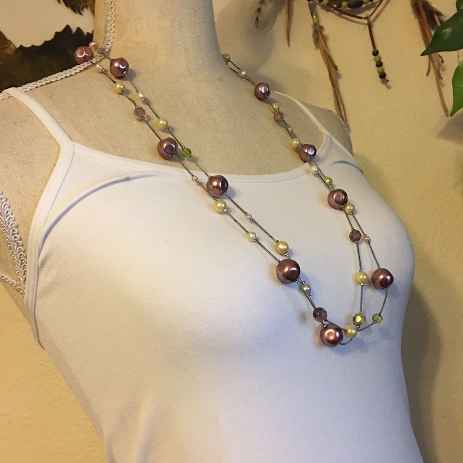 Jewelry Glass bead accent silver snake chain necklace Size ONE SIZE - 2 Thumbnail