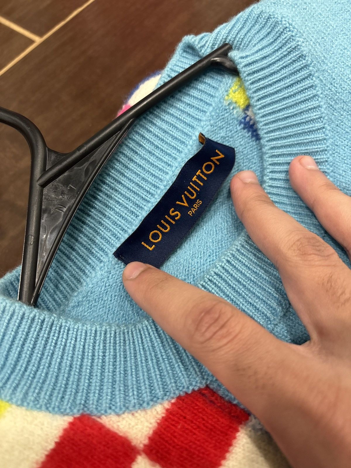 Louis Vuitton USED Louis Vuitton Distorted Giant Damier Knit Sweater SZ S Size US S / EU 44-46 / 1 - 5 Thumbnail