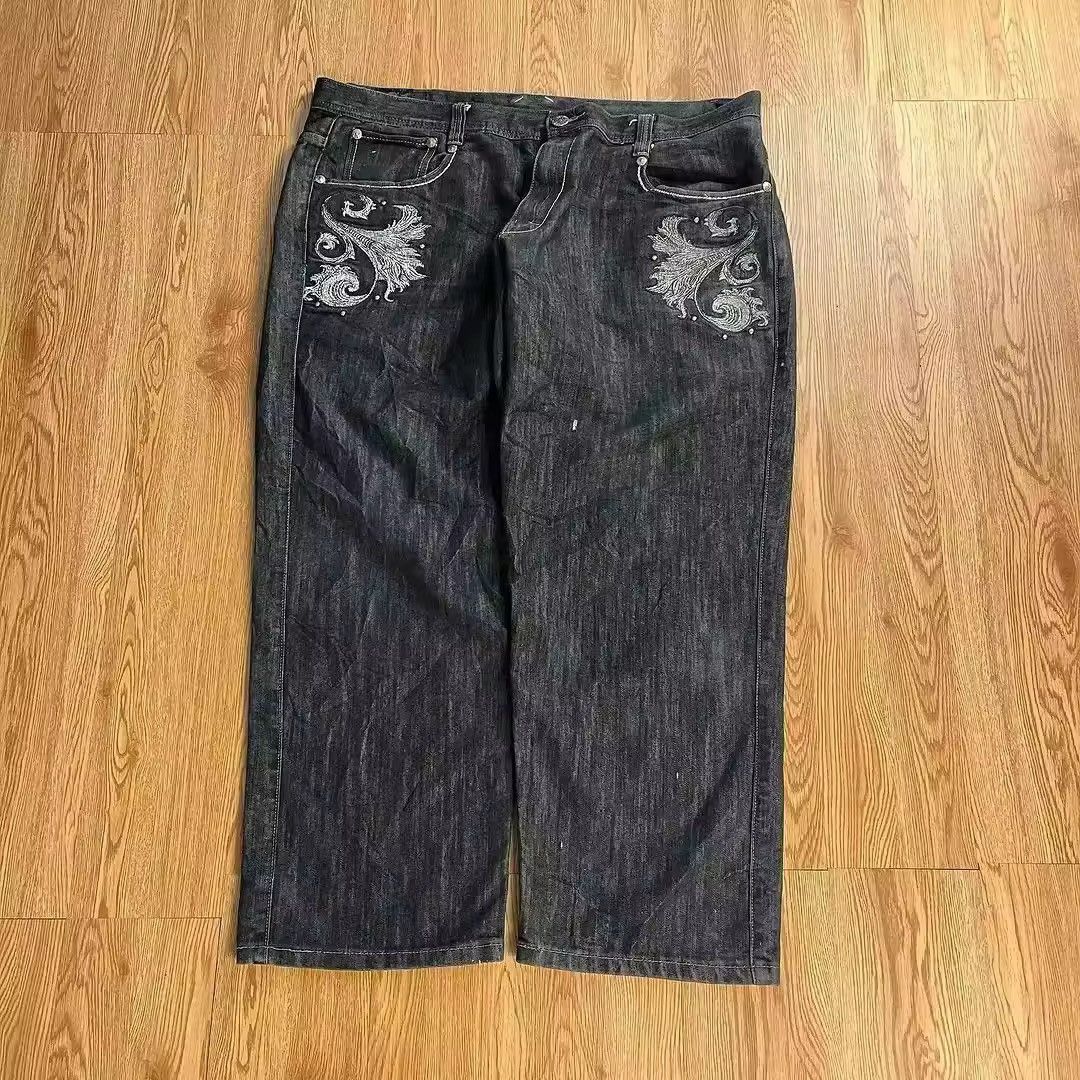 Japanese Brand × Jean Retro Skull Wings Embroidered Baggy Punk Jeans Size US 30 / EU 46 - 2 Thumbnail