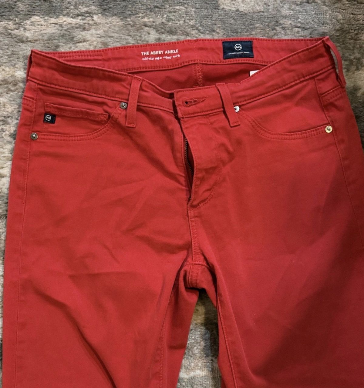 AG Adriano Goldschmied AG Adriano Goldschmied Abbey Skinny Ankle Jeans Red Size 26 Size 26" / US 2 / IT 38 - 2 Thumbnail