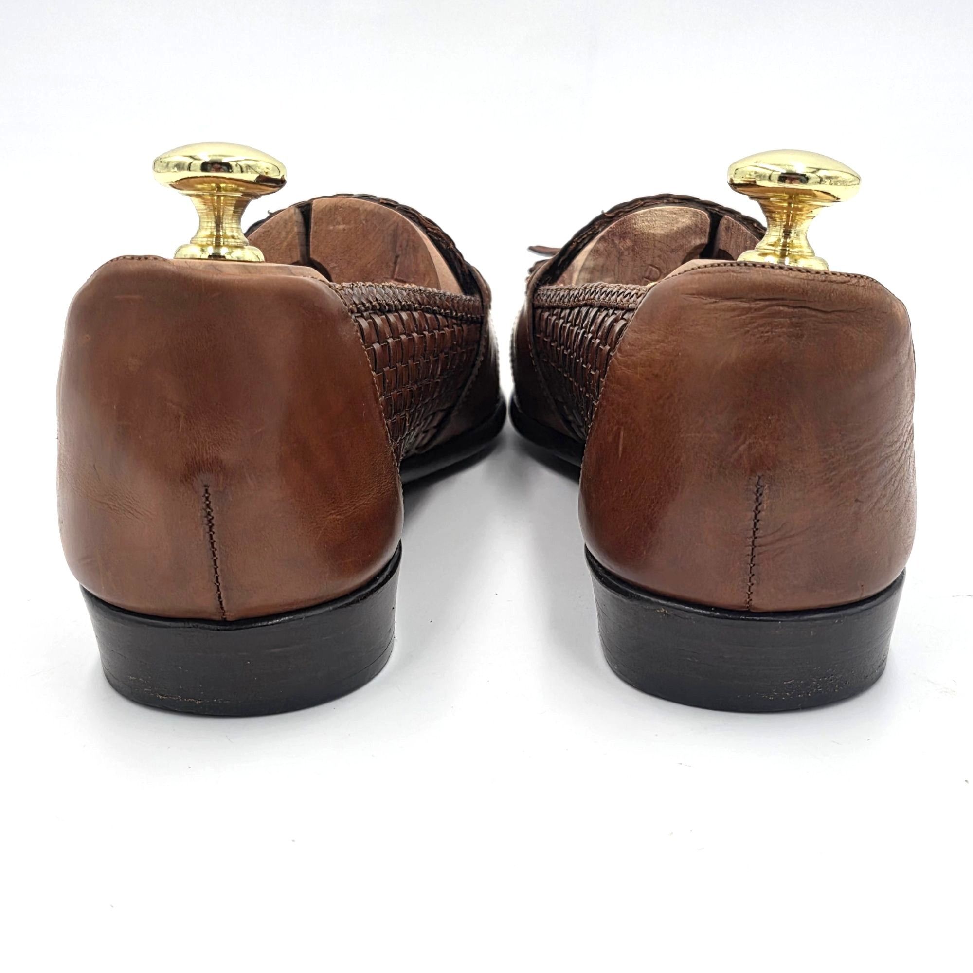 Bragano Vintage Bragano Cole Haan Brown Leather Woven Tassel Loafers Size US 9 / EU 42 - 4 Thumbnail