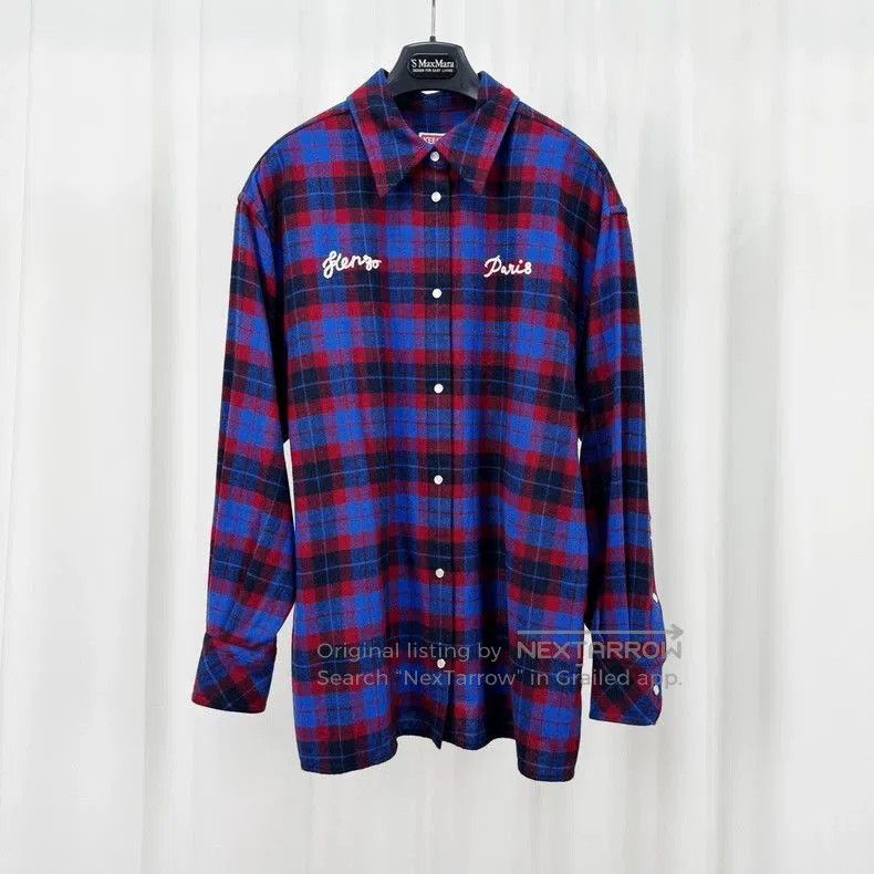 Japanese Brand Kenzo Embroidered Plaid Button. Size US M / EU 48-50 / 2 - 1 Thumbnail