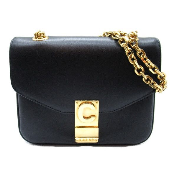 image of Celine Small Leather C Bag in Black, Women's