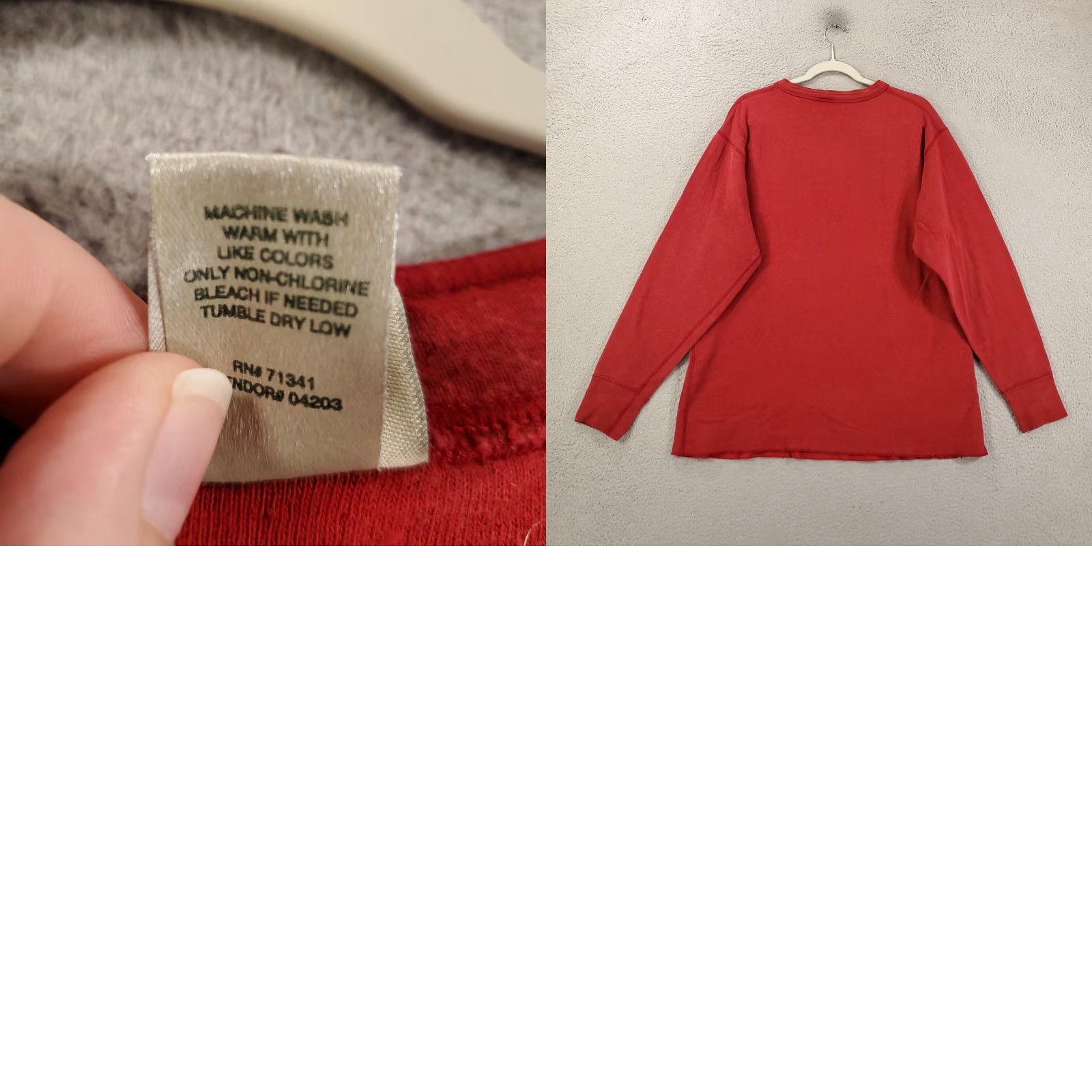 Vintage LL Bean Sweater Mens Large Orange Red Henley Pullover Wool Blend Size US L / EU 52-54 / 3 - 8 Thumbnail