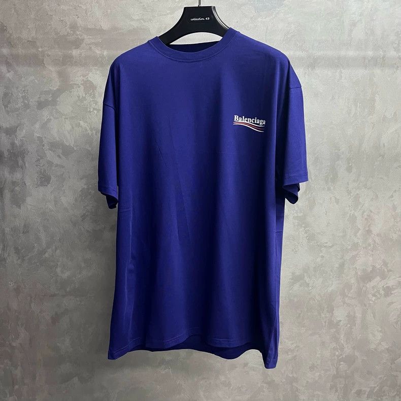 Balenciaga Balenciaga Blue Logo Print Short Sleeve Tee Size US S / EU 44-46 / 1 - 1 Thumbnail