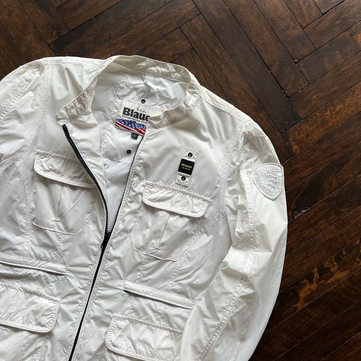 Designer × Other Blauer USA Womens Nylon White Full Zip Lightweight Jacket Size L / US 10 / IT 46 - 2 Thumbnail