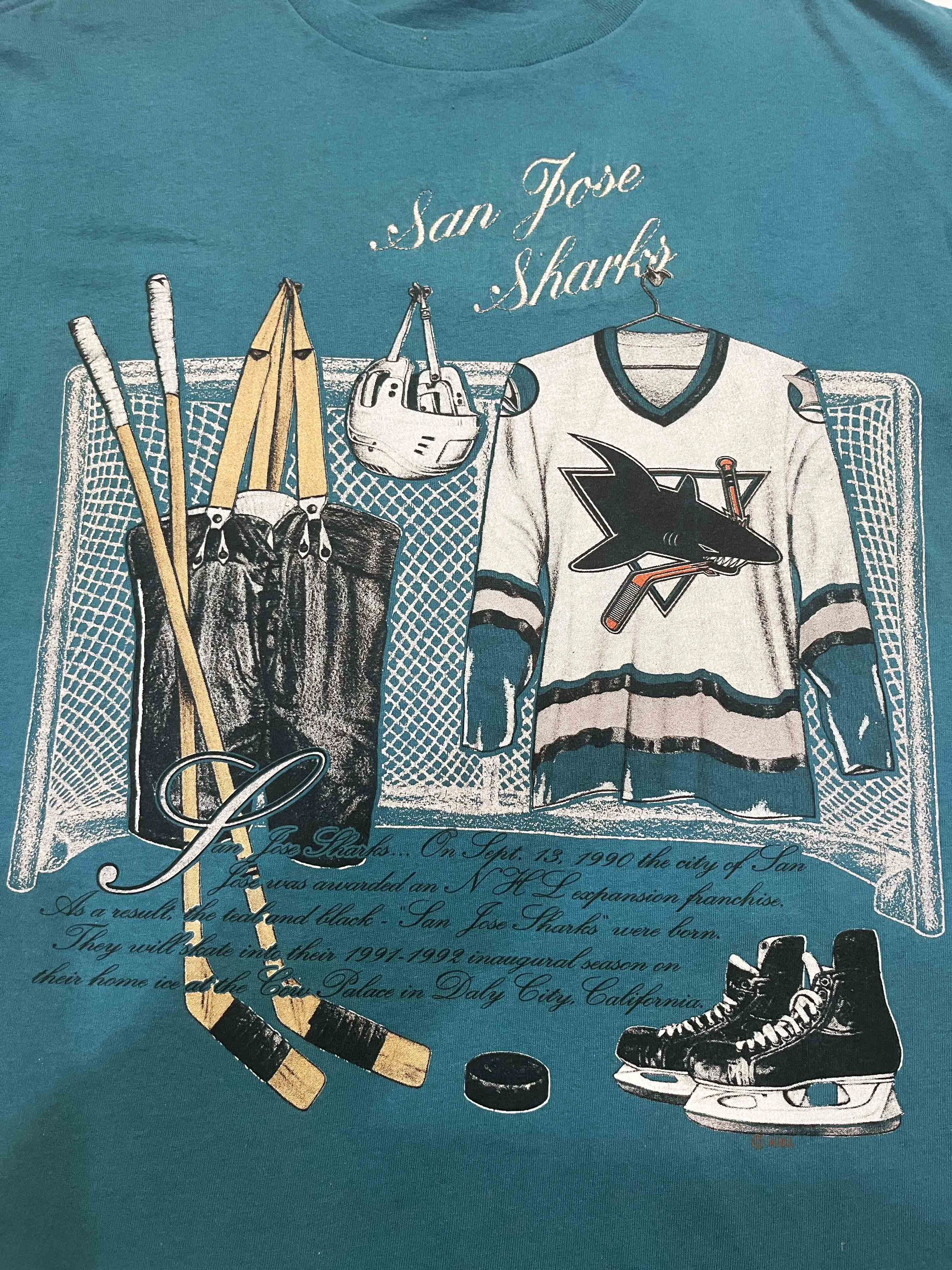 NHL × Vintage Vintage Home Team NHL San Jose Sharks Hockey T-Shirt Size US L / EU 52-54 / 3 - 2 Thumbnail