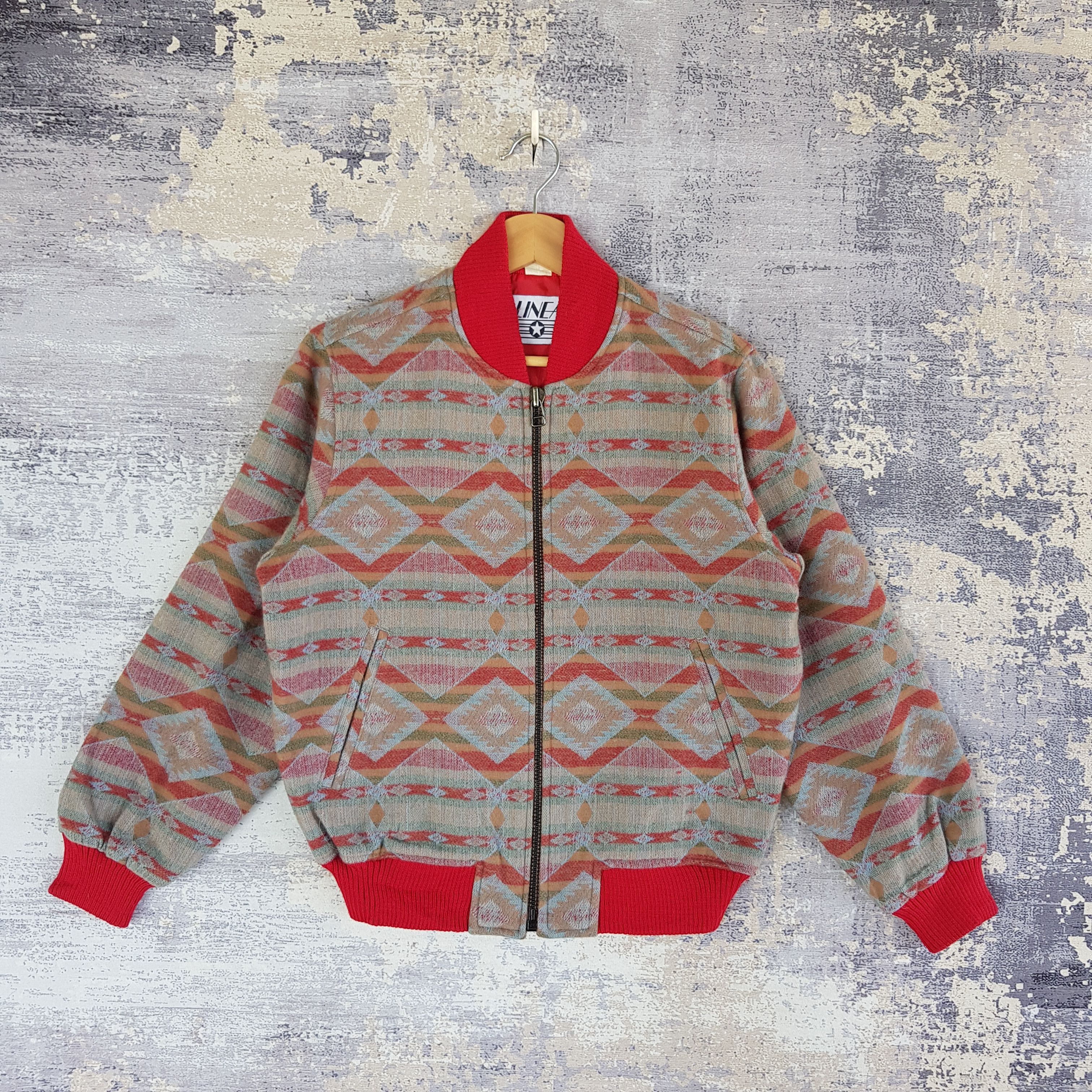 Japanese Brand × Vintage Vintage Japanese Linea Varsity Jacket Navajo Wool Jacket Size US M / EU 48-50 / 2 - 1 Thumbnail