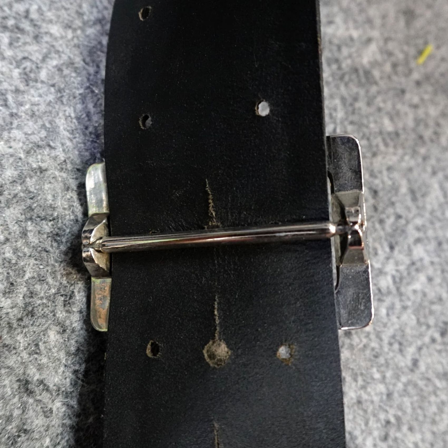Vintage Task Force Belt XL / 44 Black Leather Full Grain Tooled USA Made 1 1/3" Width Belt Regular Men XL Black Leather Belt Classic Military Work Buckle Size ONE SIZE - 4 Thumbnail