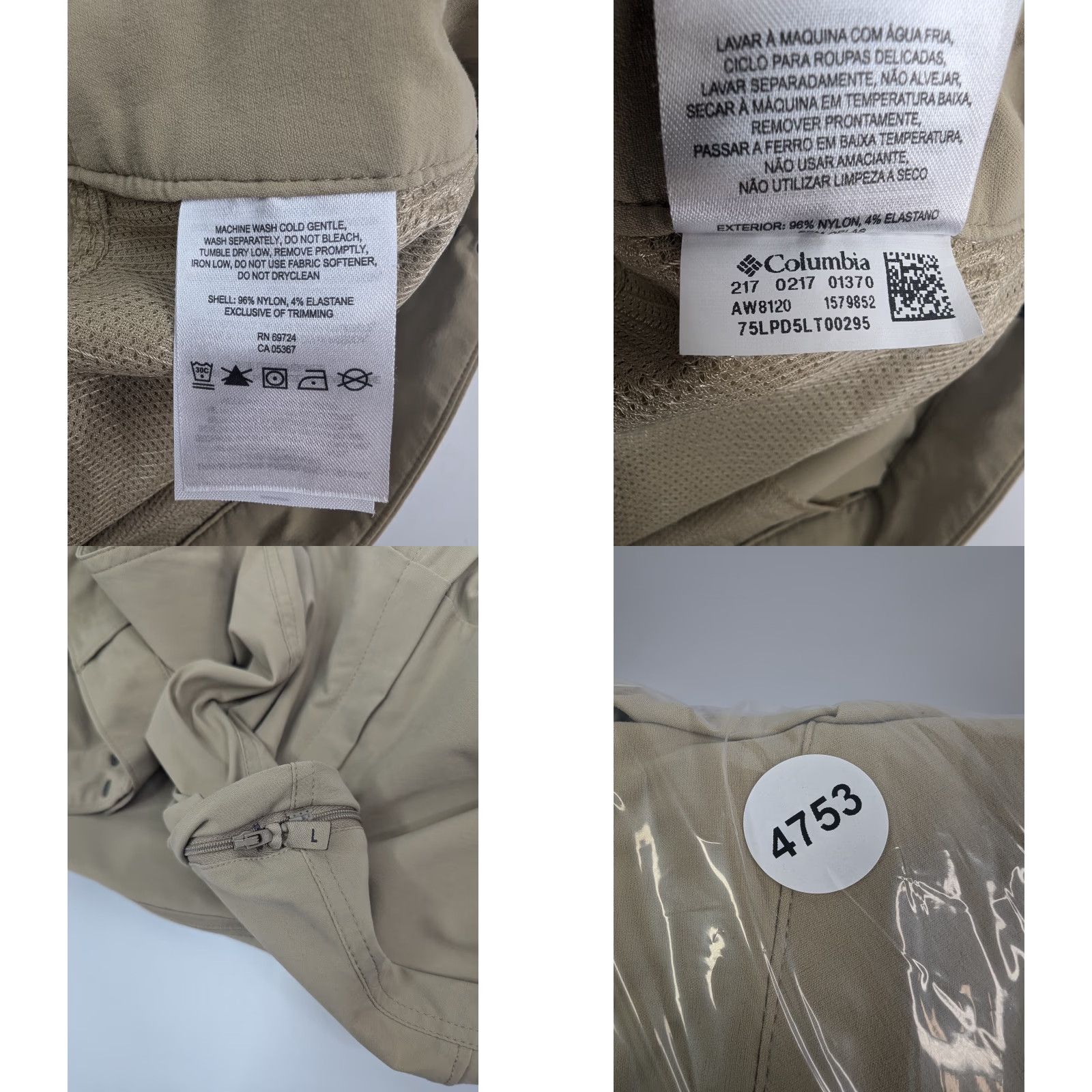 Vintage Columbia Womens Saturday Trail II Convertible Pants 20S Beige Omni Shield Front Zip Button Regular Straight Leg Outdoor Hiking" Size 42" / US 20 - 9 Thumbnail