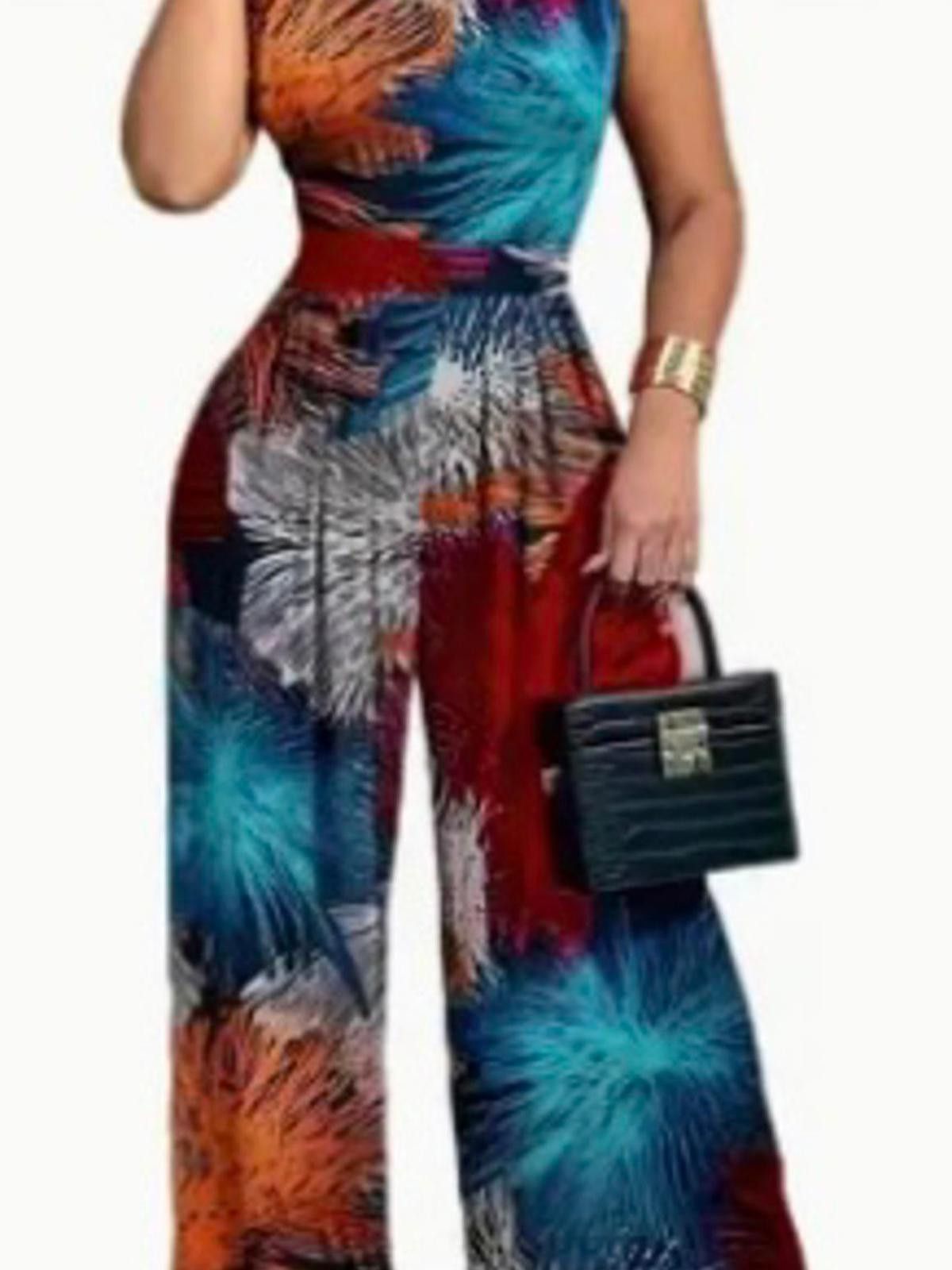 Designer Colorful Floral Print Jumpsuit - Chic & Comfortable Size ONE SIZE - 1 Thumbnail
