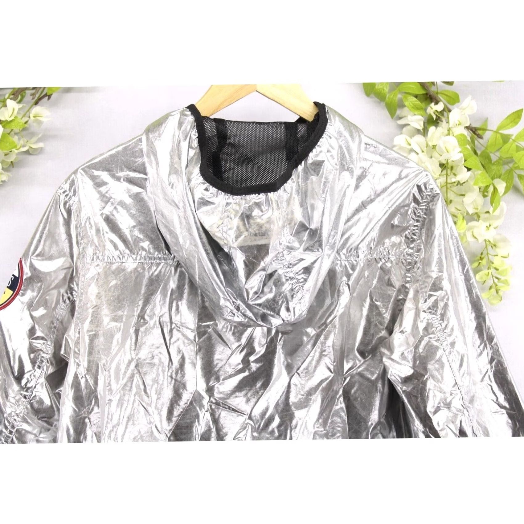 Vintage BKYS Glitz Foil Windbreaker Jacket Silver Metallic Sz S NWT Women Windbreaker Zip Hoodie Size S / US 4 / IT 40 - 4 Thumbnail