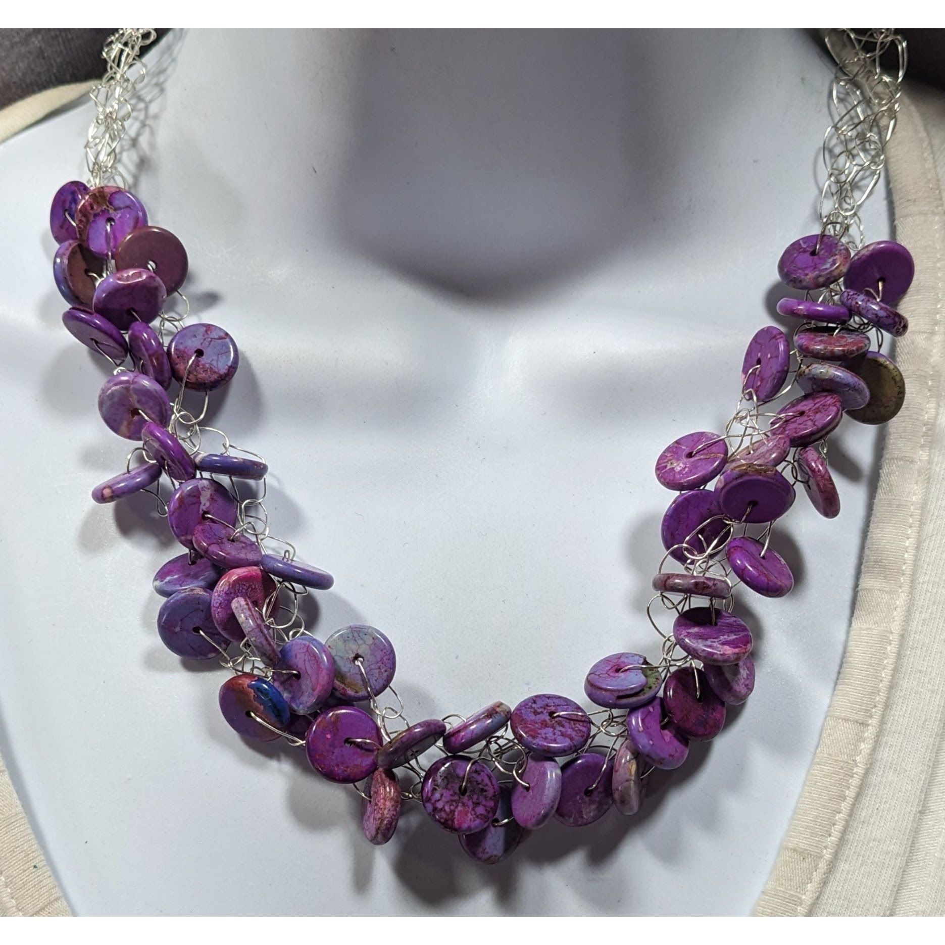 Other Handmade Purple Stone Beaded Statement Necklace Size ONE SIZE - 4 Thumbnail