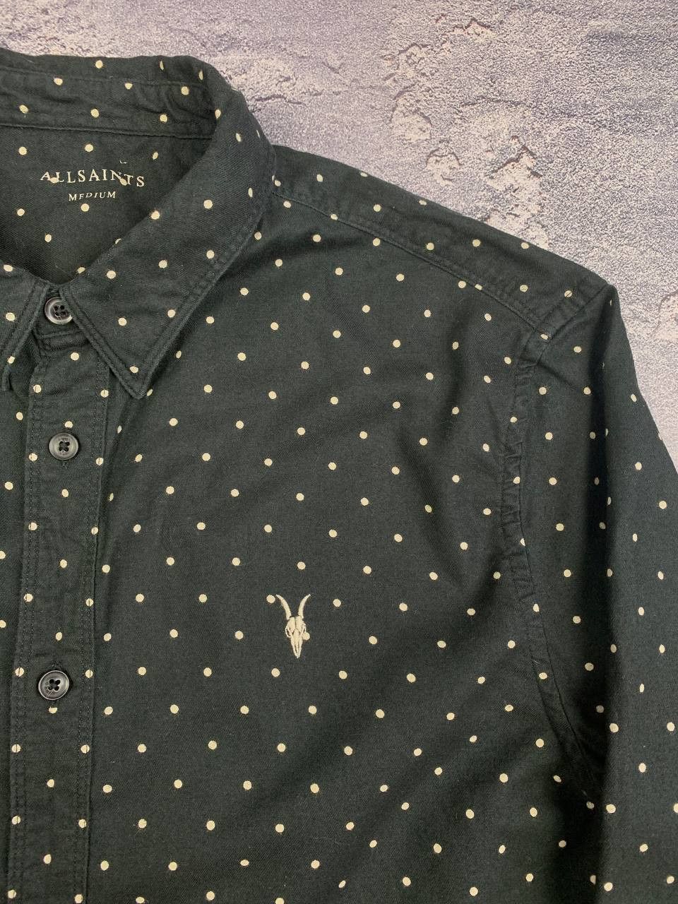 Allsaints AllSaints Button Up Shirt Black Polka Dot Long Sleeve Size US M / EU 48-50 / 2 - 8 Thumbnail