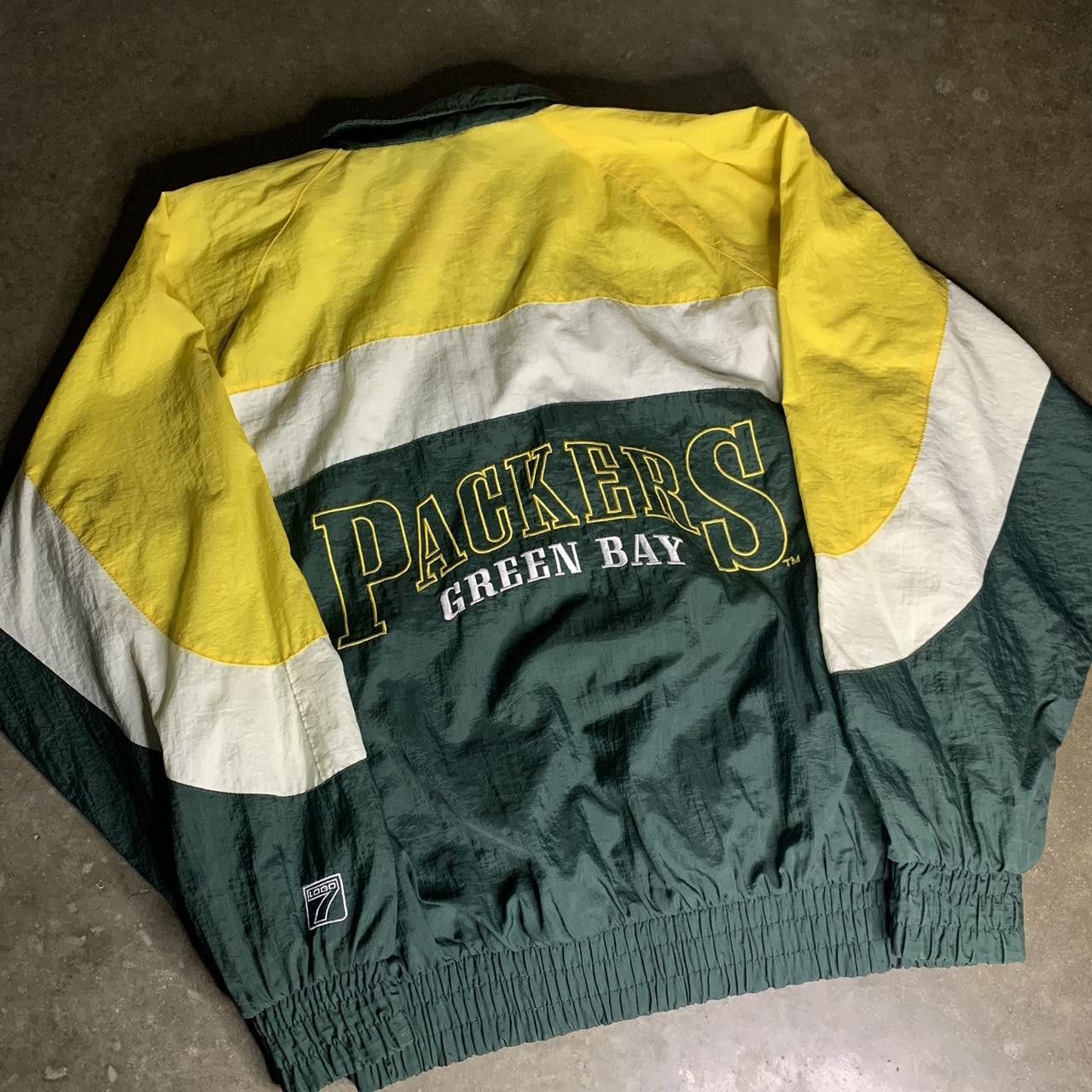 Vintage 90s Logo 7 GreenBay Packers NFl Green Hooded