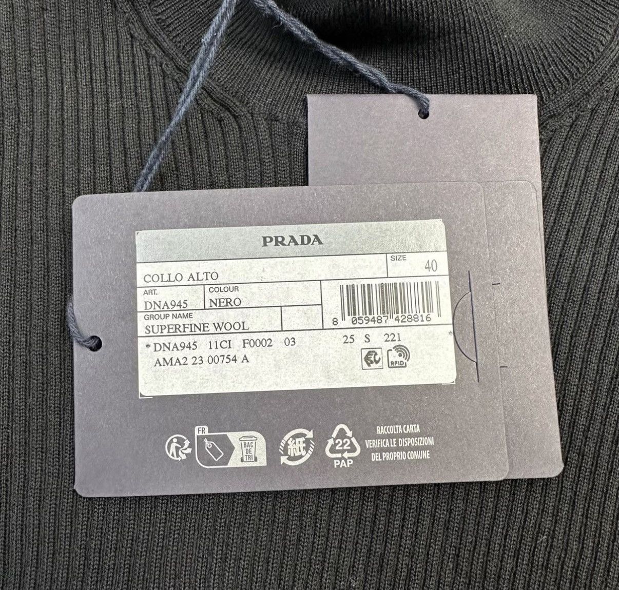 Prada Prada Black Stretch Knit Mock Neck Sweater K12 Size S / US 4 / IT 40 - 6 Thumbnail