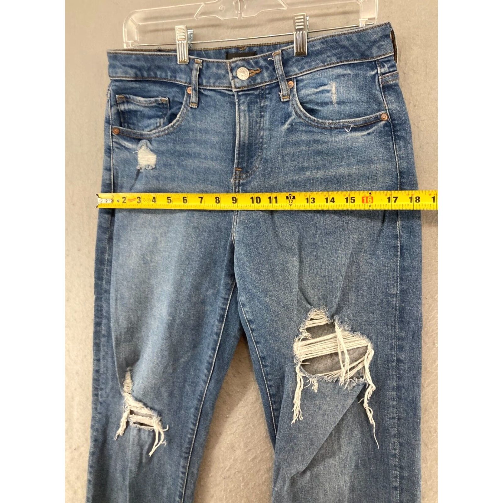 Express Express Wide Leg Jeans 6 High Rise Relaxed Fit Blue Distressed 90s Womens Size 28" / US 6 / IT 42 - 3 Thumbnail