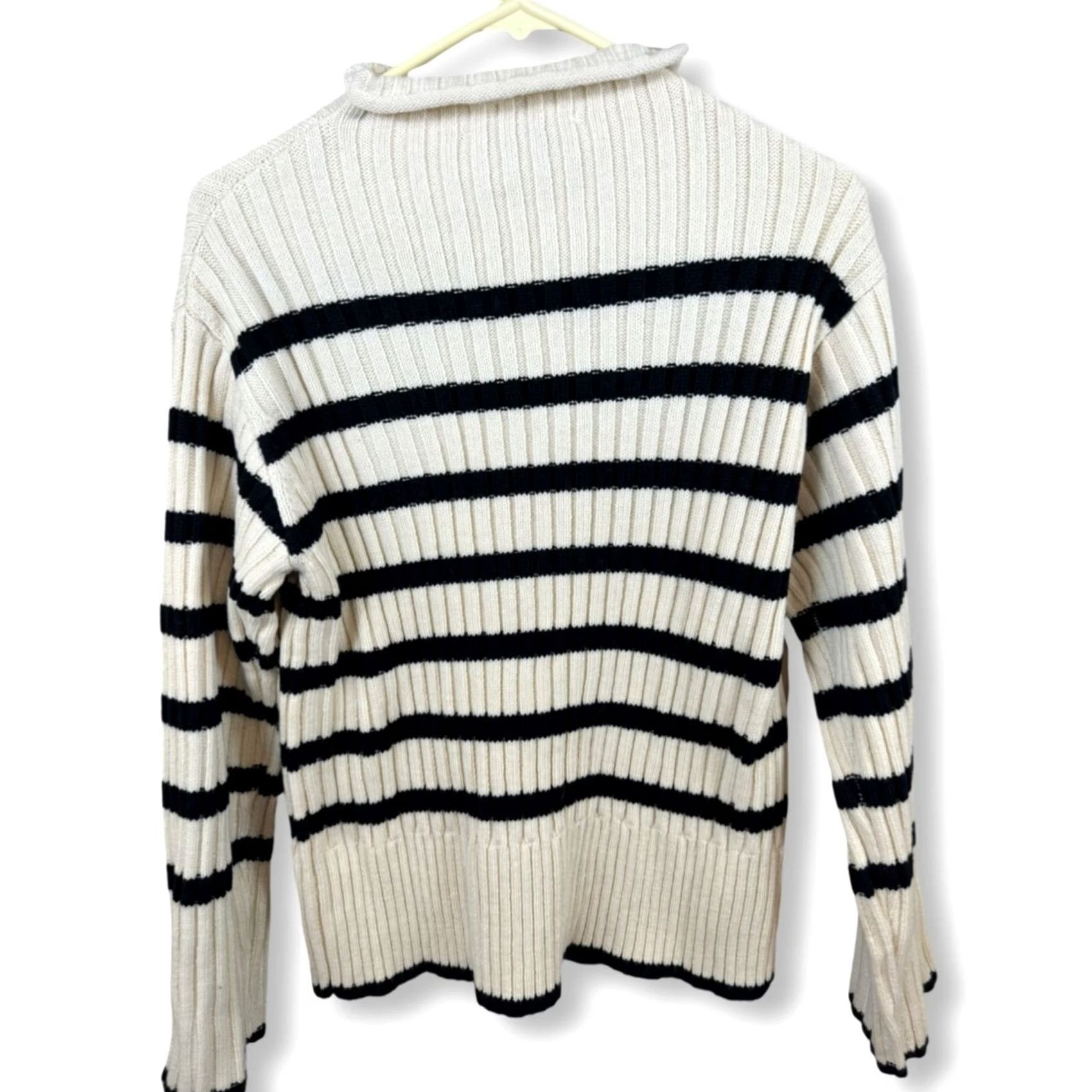 Zara Zara Sweater Women’s S Beige Brown Striped Cowl Neck Pullover Cozy Knit W 45 Size S / US 4 / IT 40 - 2 Thumbnail