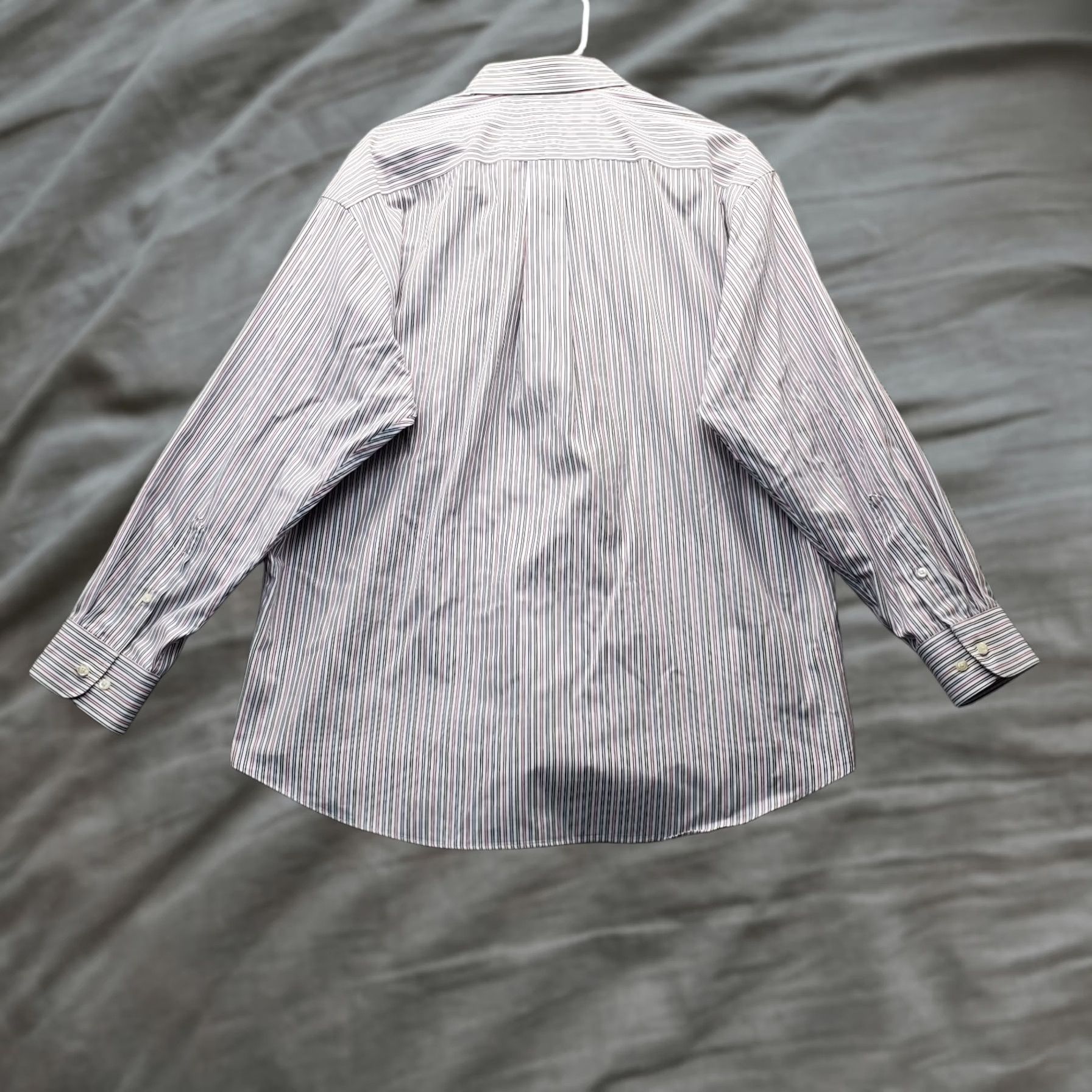 Vintage INC Dress Shirt Men 17.5 Multi Striped Non Iron Tailored Fit Chest Pocket Collar Shirt Size 48R - 1 Thumbnail