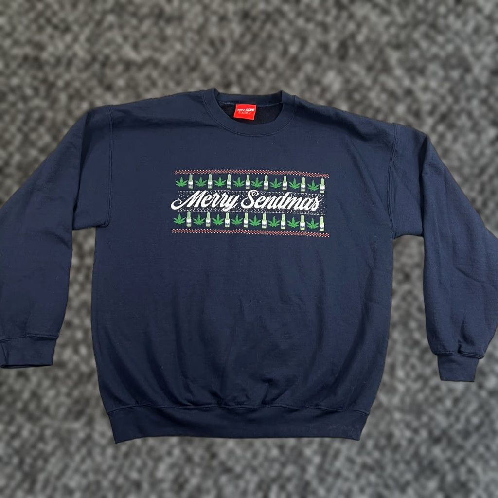 Vintage VINTAGE Full Send Christmas Sweatshirt Crewneck Pullover Mens Large Blue Merry Sendmas Size US L / EU 52-54 / 3 - 1 Thumbnail
