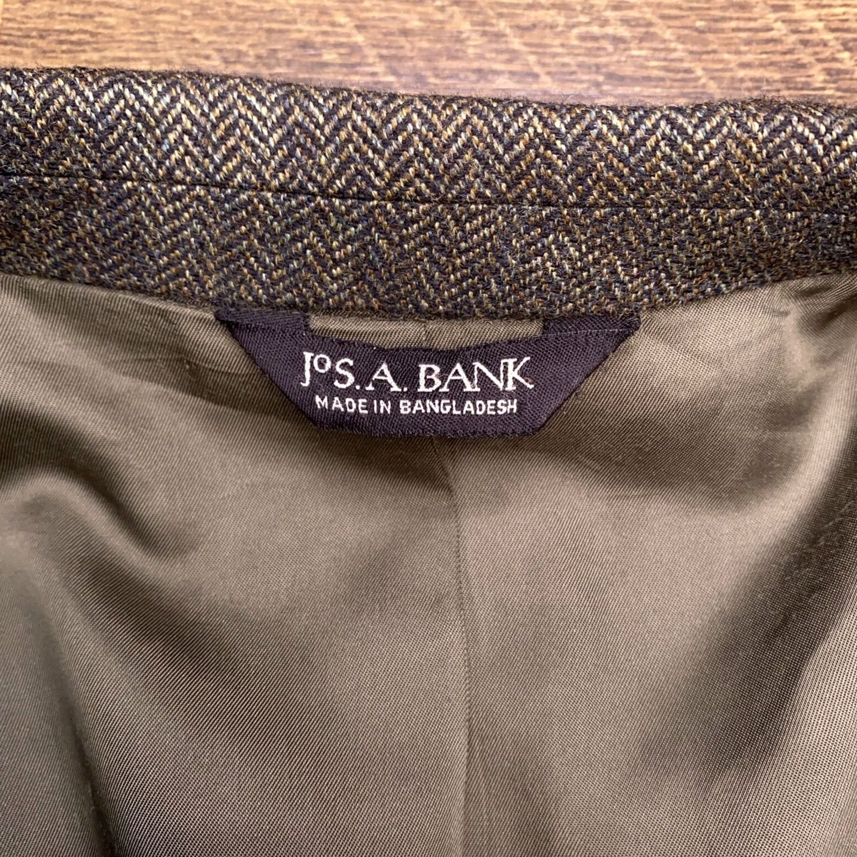 Jos. A. Bank Jos. A. Bank Sport Coat Mens 44R Green Herringbone Wool Blazer Size 44R - 5 Thumbnail