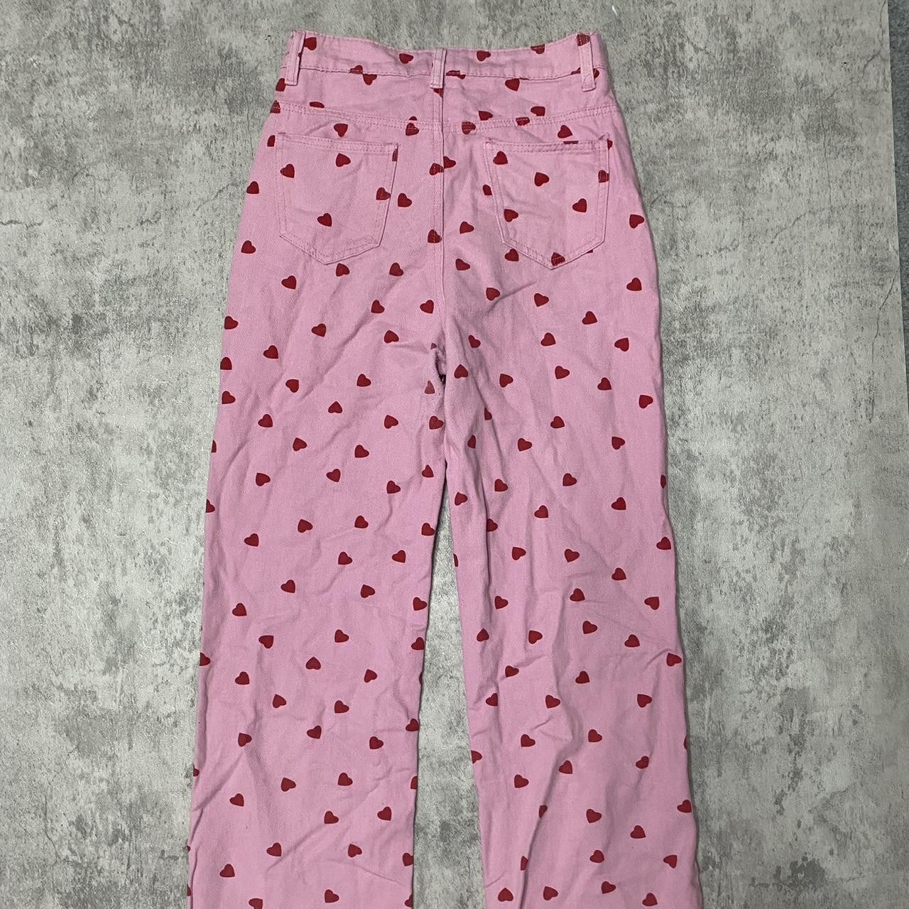 Other Pink heart print high-waisted straight leg jeans #kawaii Size 30" / US 8 / IT 44 - 4 Thumbnail