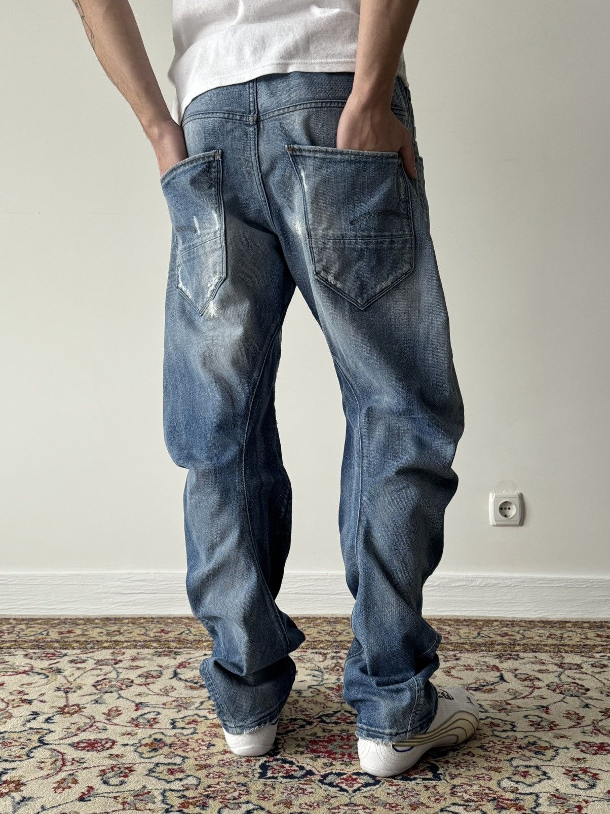 G-Star G-Star RAW Arc Loose Tapered Distressed Faded Jeans Pants Size US 36 / EU 52 - 2 Thumbnail