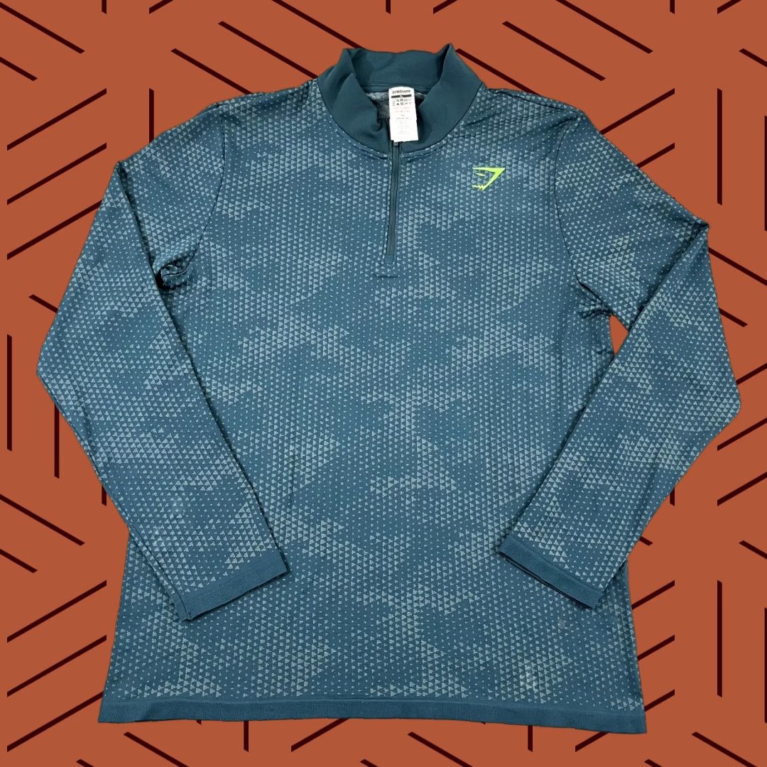 Gymshark GYMSHARK Jacket Mens XL Slim Green 1/4 Zip Pullover Seamless Sport Gym Shirt Size US XL / EU 56 / 4 - 1 Thumbnail