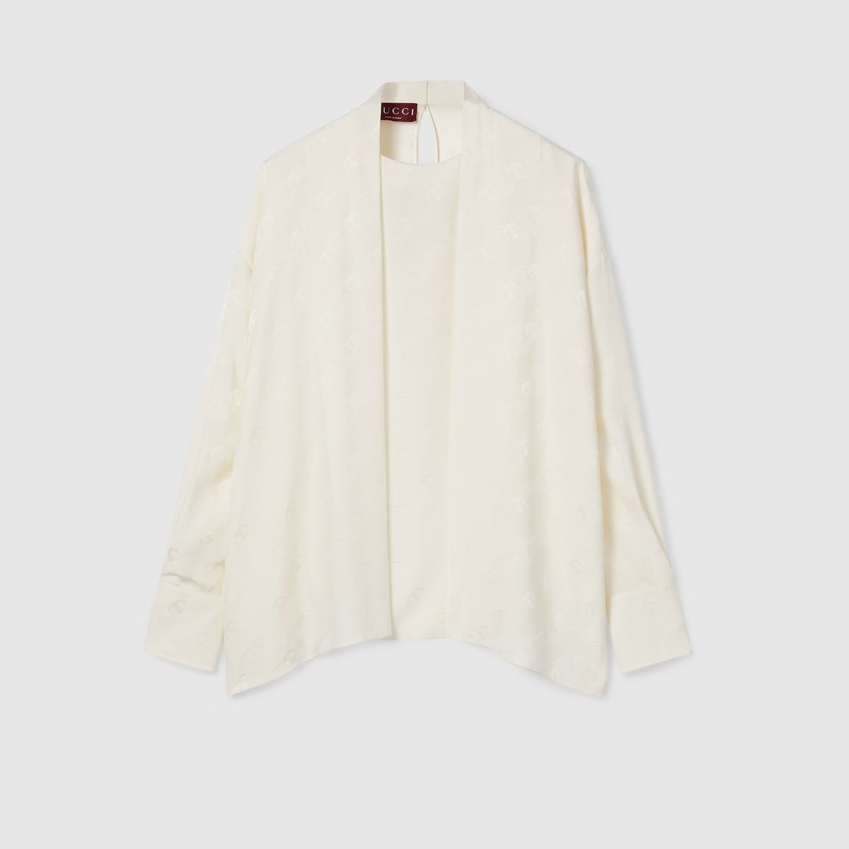 Gucci o1la5ras0426 Marina Chain Silk Jacquard Top in White Size L / US 10 / IT 46 - 1 Thumbnail