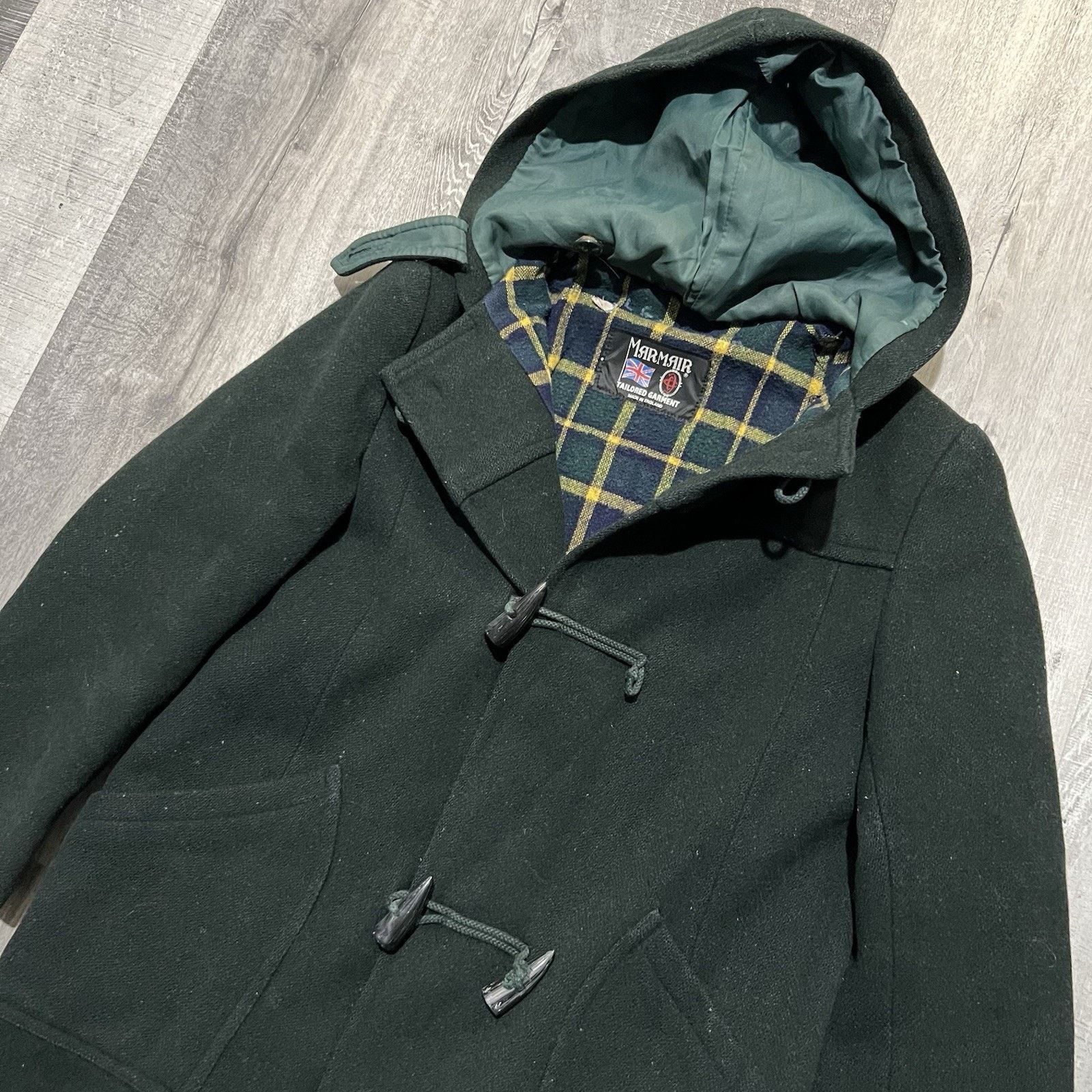 Other VTG Marmair England Made Wool Duffle Coat Plaid Lined 80s Size S / US 4 / IT 40 - 3 Thumbnail