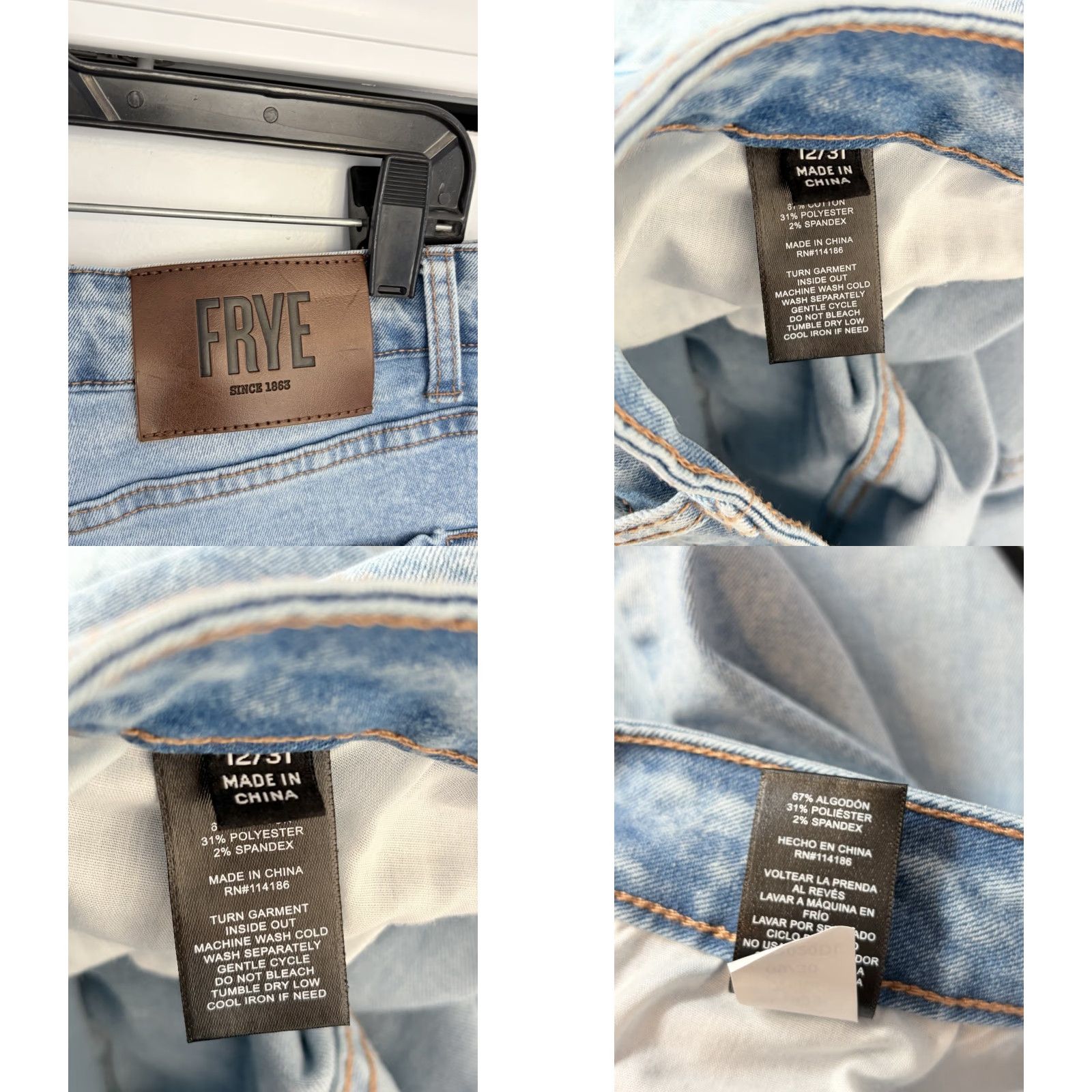 Frye FRYE Regular Fit Denim Light Blue Straight Jeans 5-Pocket Women’s sz 12/31 Size 24" / US 00 / IT 34 - 8 Thumbnail