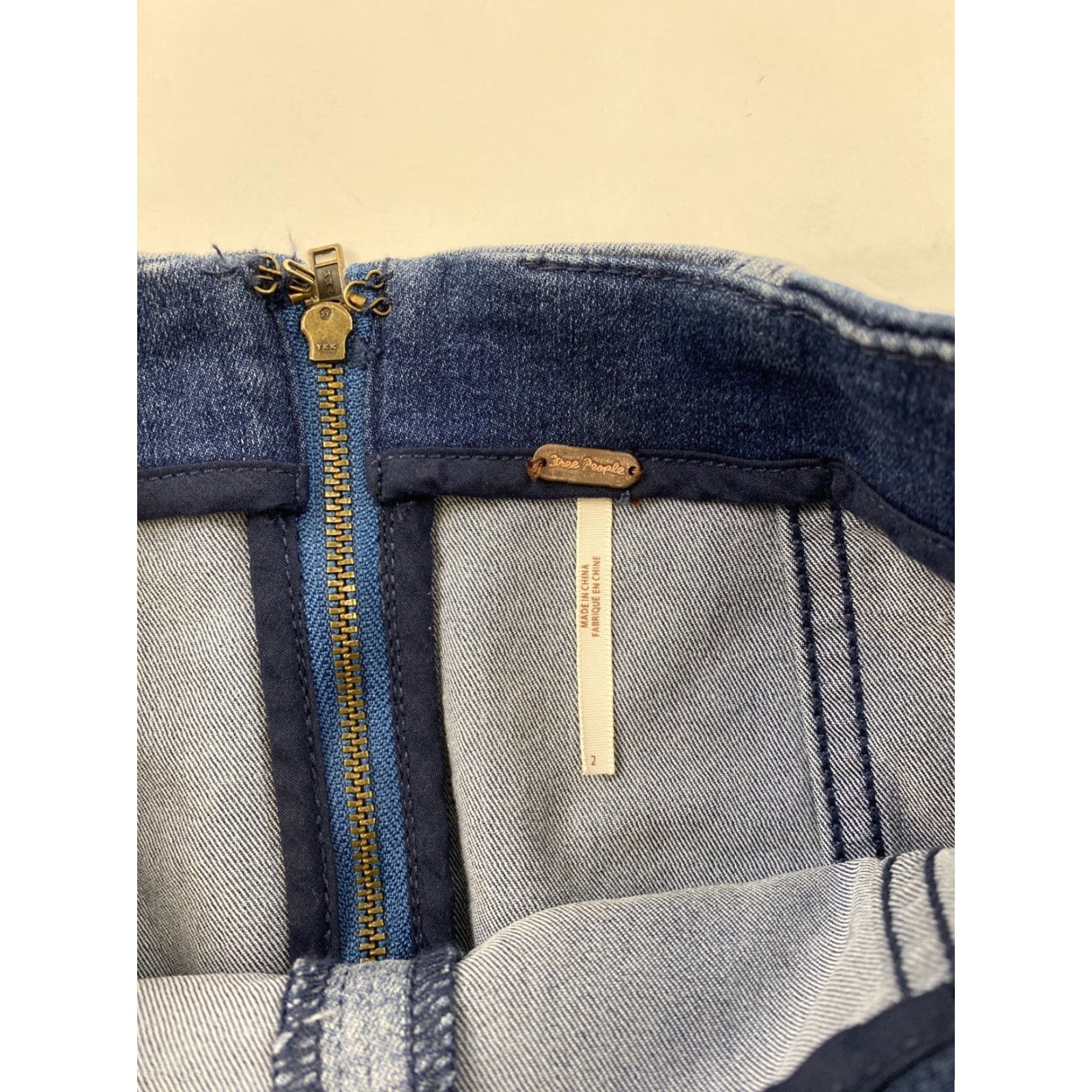 Free People Free People Mini Skirt 2 Blue Two Toned Denim Skirt Womens Short 90s University Zipper Multicolor Denim Spring Summer Fall Size 26" / US 2 / IT 38 - 3 Thumbnail