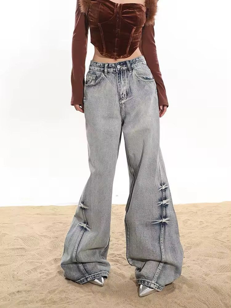 Jean Y2K Washed Grey Baggy Jeans Size 29" - 1 Thumbnail