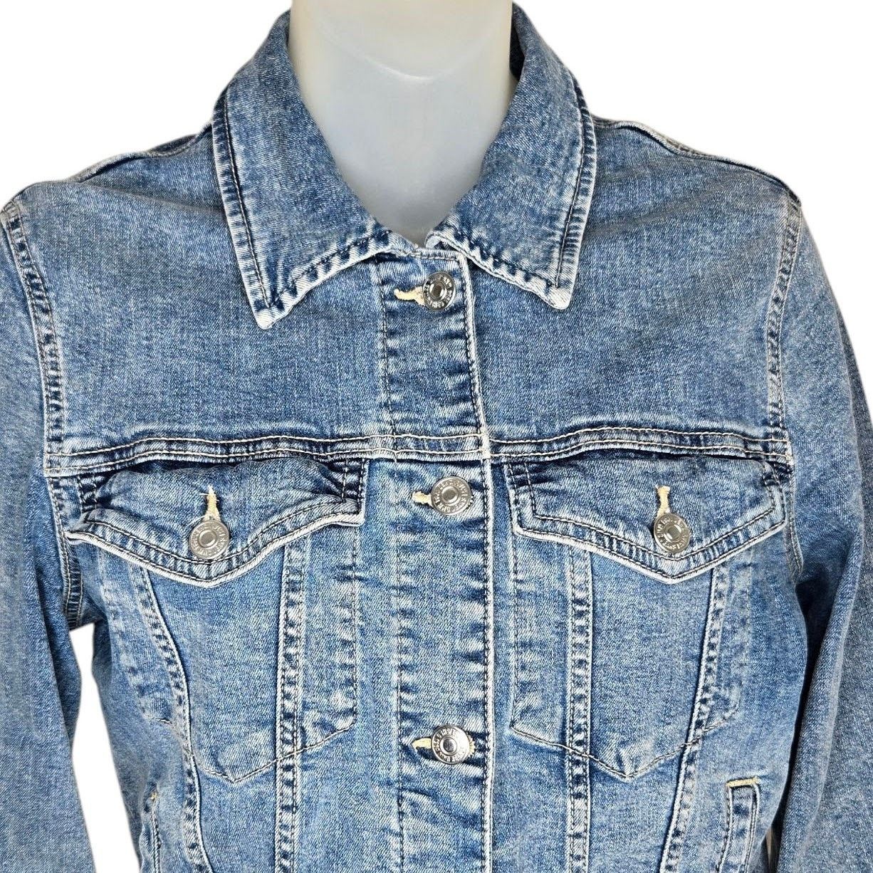 Mango Mango MNG Womens Denim Jacket Large Trucker Style Buttons Size L / US 10 / IT 46 - 3 Thumbnail