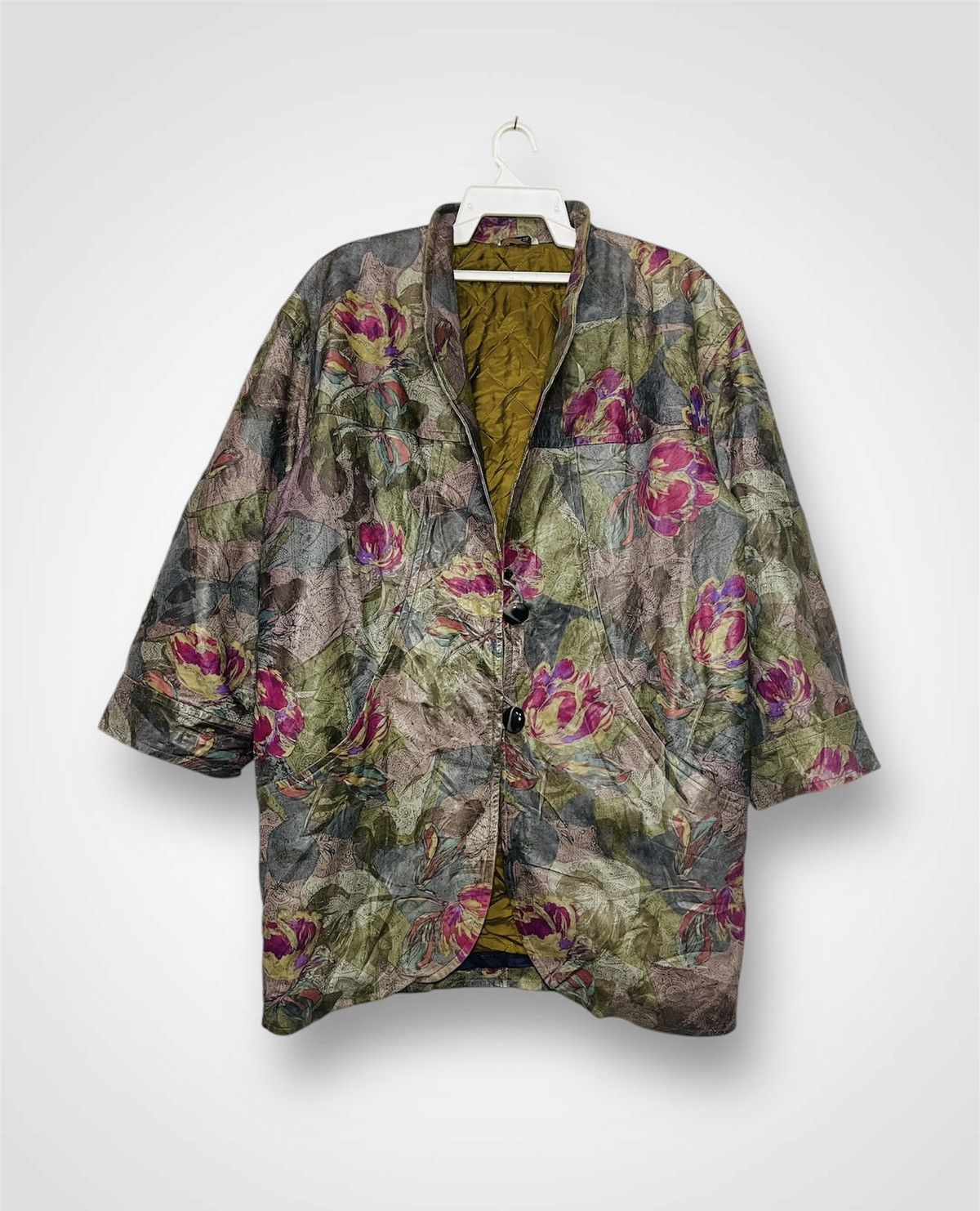 The Unbranded Brand Unbrand Floral Design PVC Leather Button Up Jacket (12) Size US XL / EU 56 / 4 - 1 Thumbnail