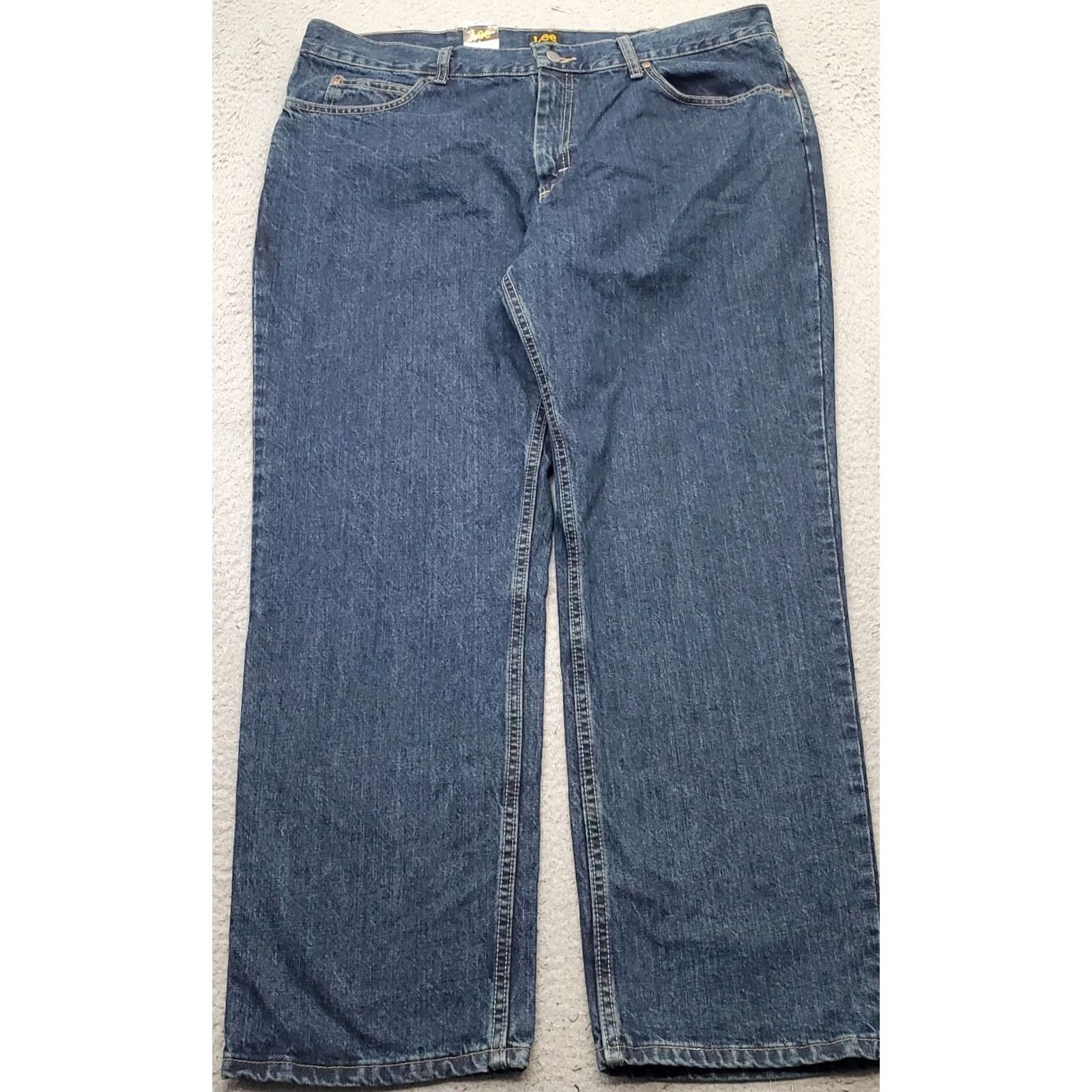 Lee Lee Jeans Mens 40x30 Blue Denim Medium Wash Relaxed Fit Straight Leg Jeans Size US 40 / EU 56 - 2 Thumbnail