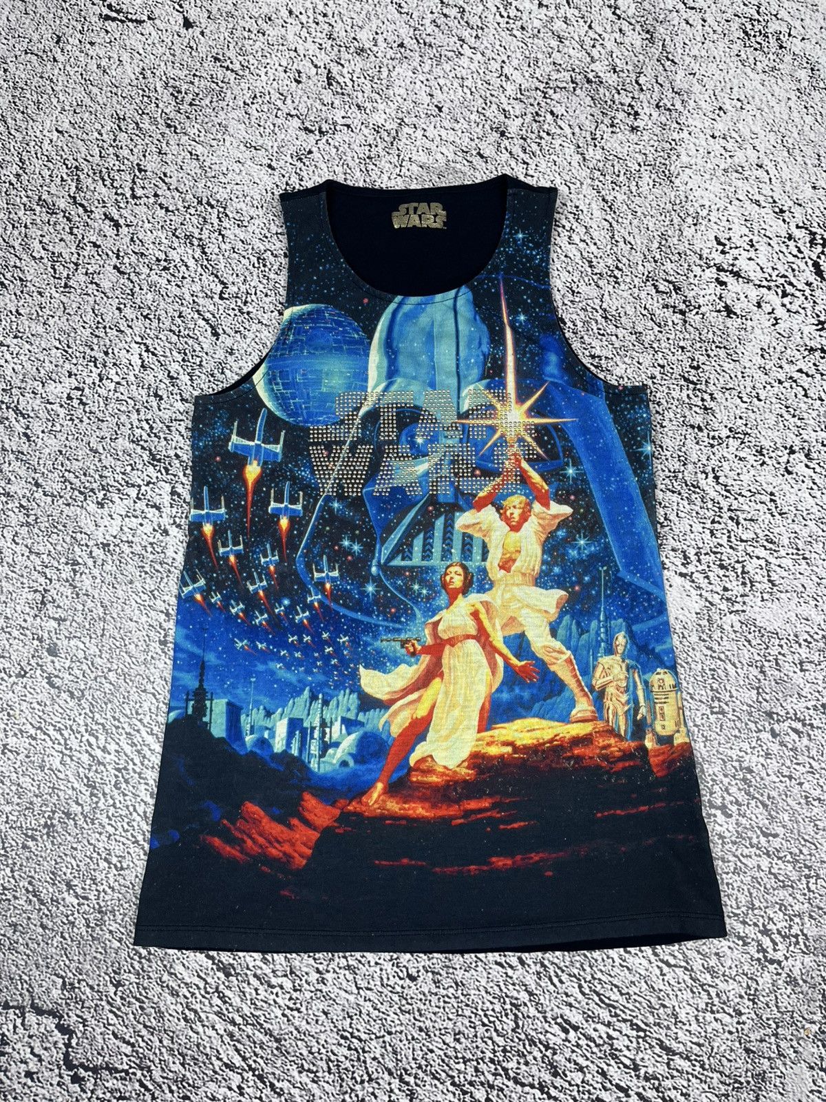 Star Wars Vintage Star Wars Printed Rhinestones Logo Tank Top Size M / US 6-8 / IT 42-44 - 1 Thumbnail