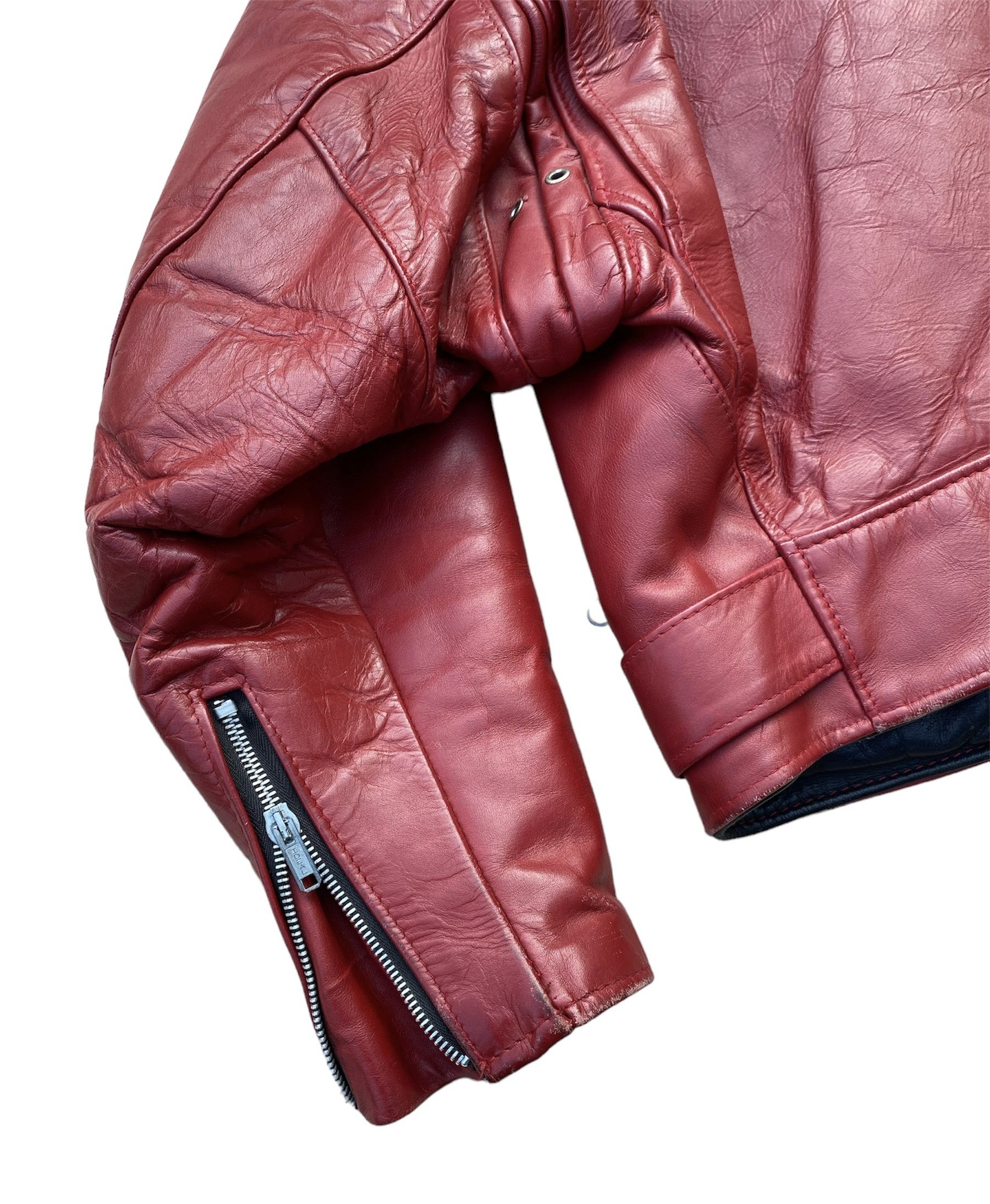 Schott Cropped Oversize Red Schott Perfecto Vintage Biker Jacket Size XL / US 12-14 / IT 48-50 - 7 Thumbnail