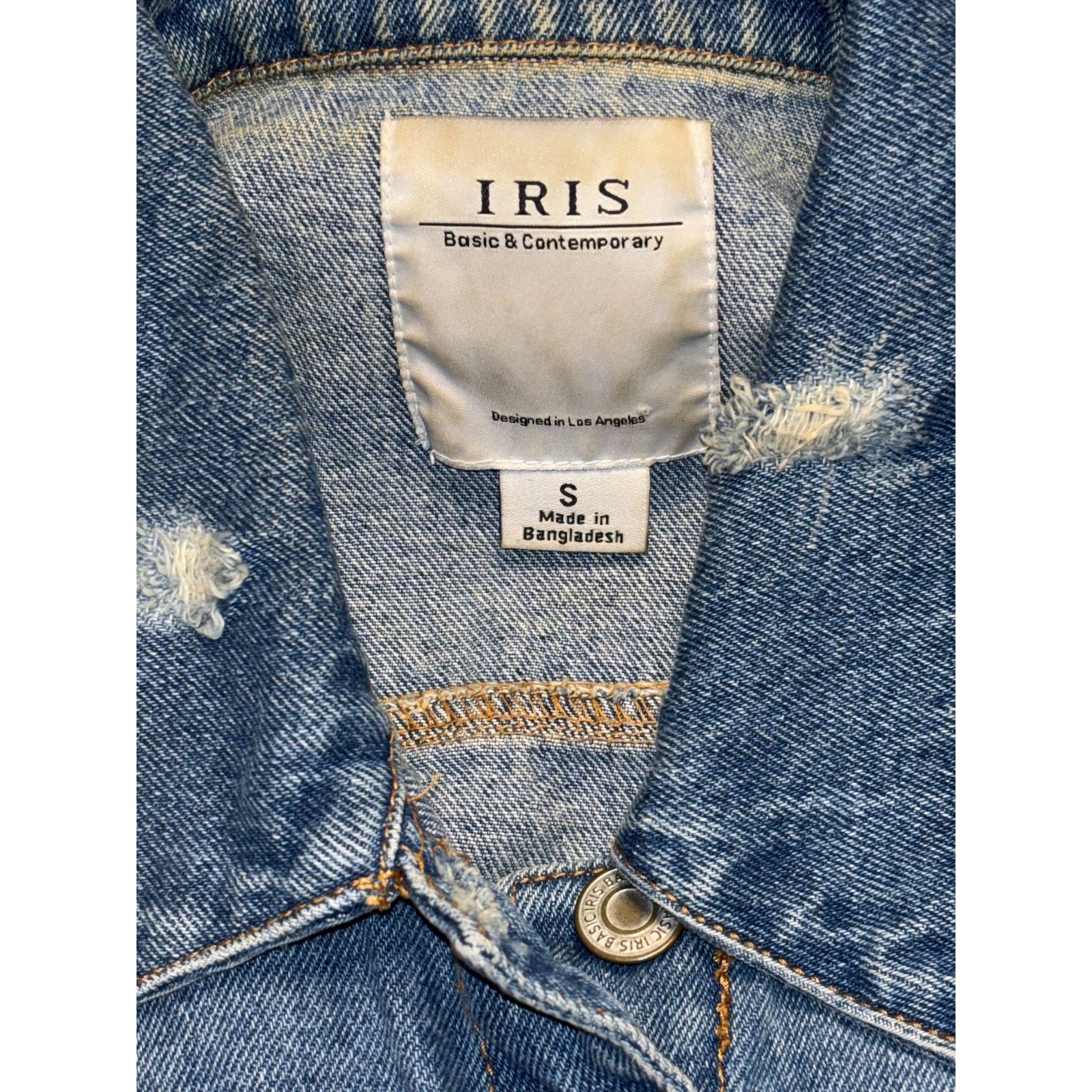 Other Iris Denim Jacket Fringe Hem Distressed Blue Small Button Size S / US 4 / IT 40 - 2 Thumbnail