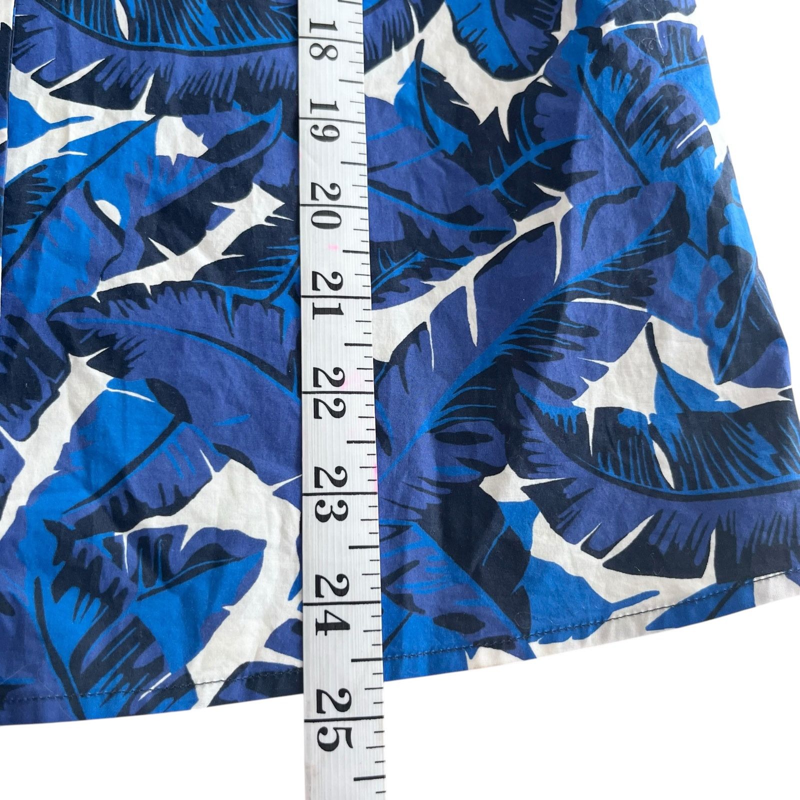MSGM MSGM Blue Tropical Leaf Print Tie Neck Cotton Blouse Size M / US 6-8 / IT 42-44 - 8 Thumbnail